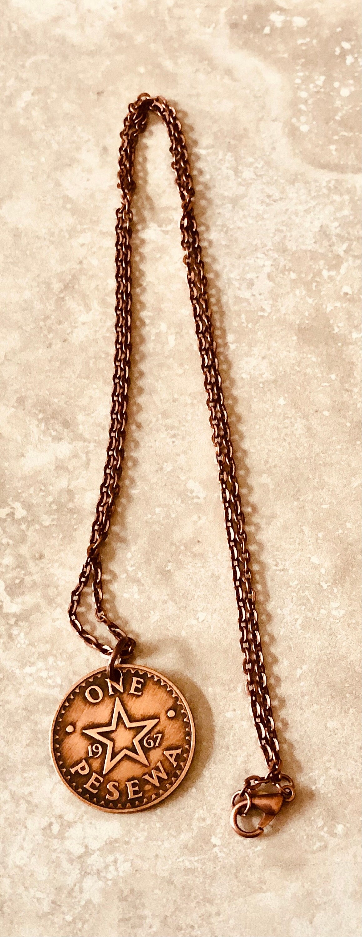 Ghana Coin Pendant Ghanaian Pesewa Necklace Handmade Custom Made Charm Gift For Friend Coin Charm Gift For Him, Coin Collector, World Coins