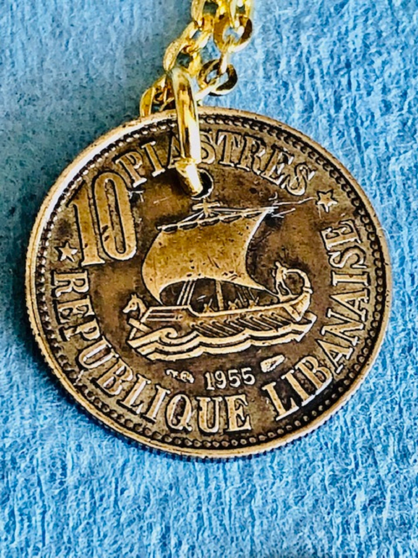 Libya Coin Pendant Libyan 10 Piastres Necklace Hand Custom Made Charm Gift For Friend Coin Charm Gift For Him, Coin Collector, World Coins