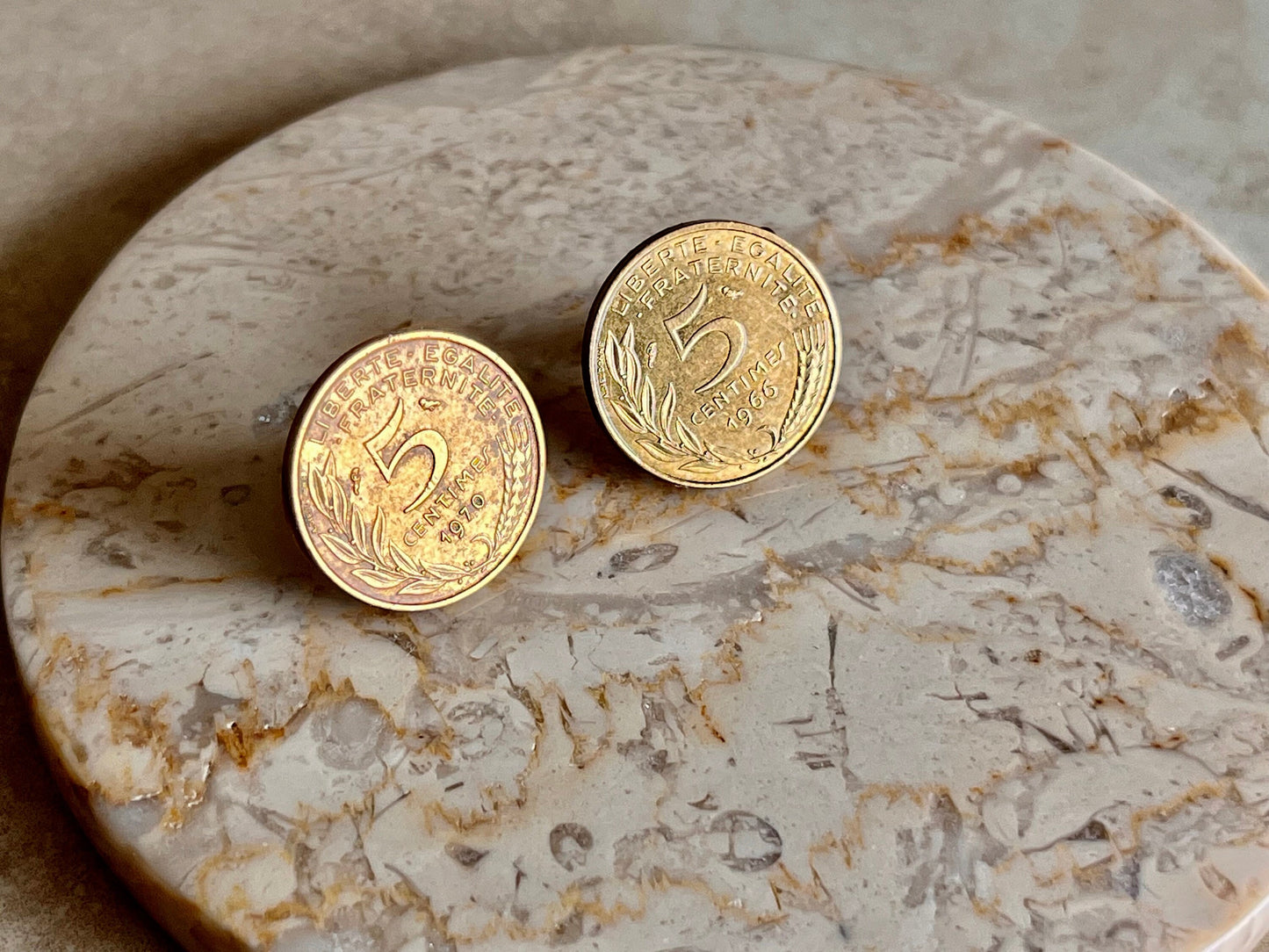 France Coin Earrings French 5 Centimes Liberty Equality Fraternity Handmade Jewelry Gift Friend Charm For Him Her World Coin Collector