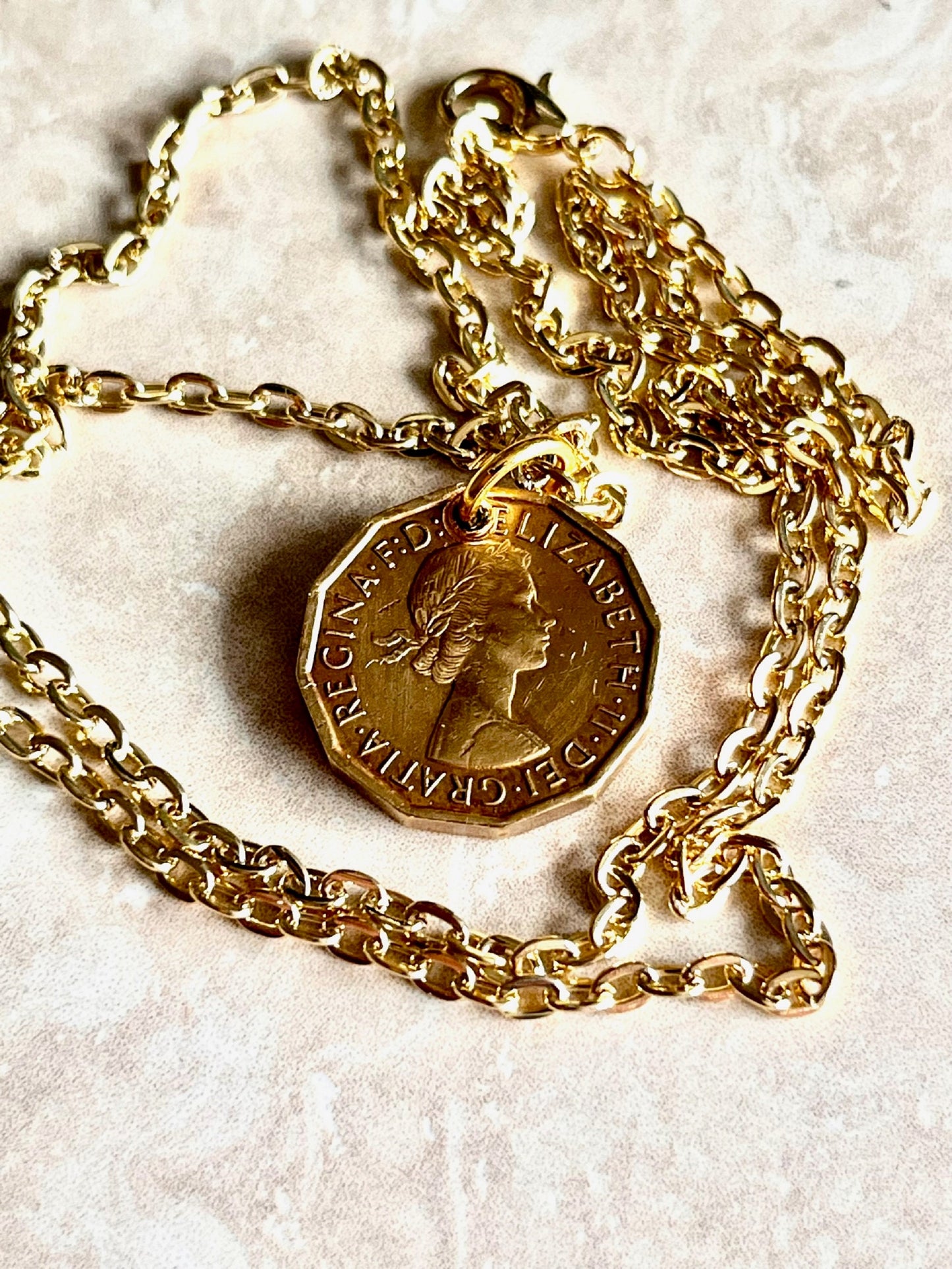 United Kingdom Coin Pendant Three 3 Pence UK Necklace Custom Charm Gift For Friend Coin Charm Gift For Him, Her, Coin Collector, World Coins