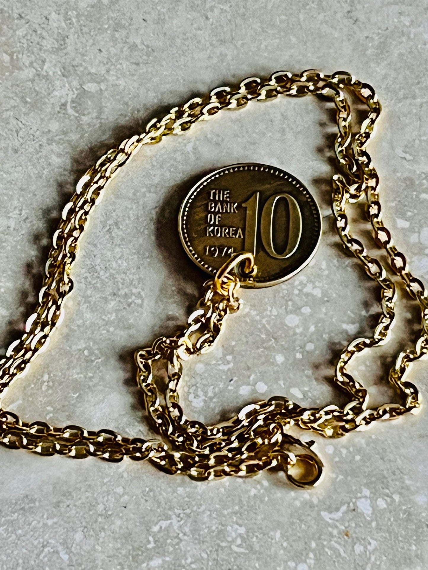 South Korea Coin Pendant Korean 10 Won Personal Necklace Old Vintage Handmade Jewelry Gift Friend Charm For Him Her World Coin Collector