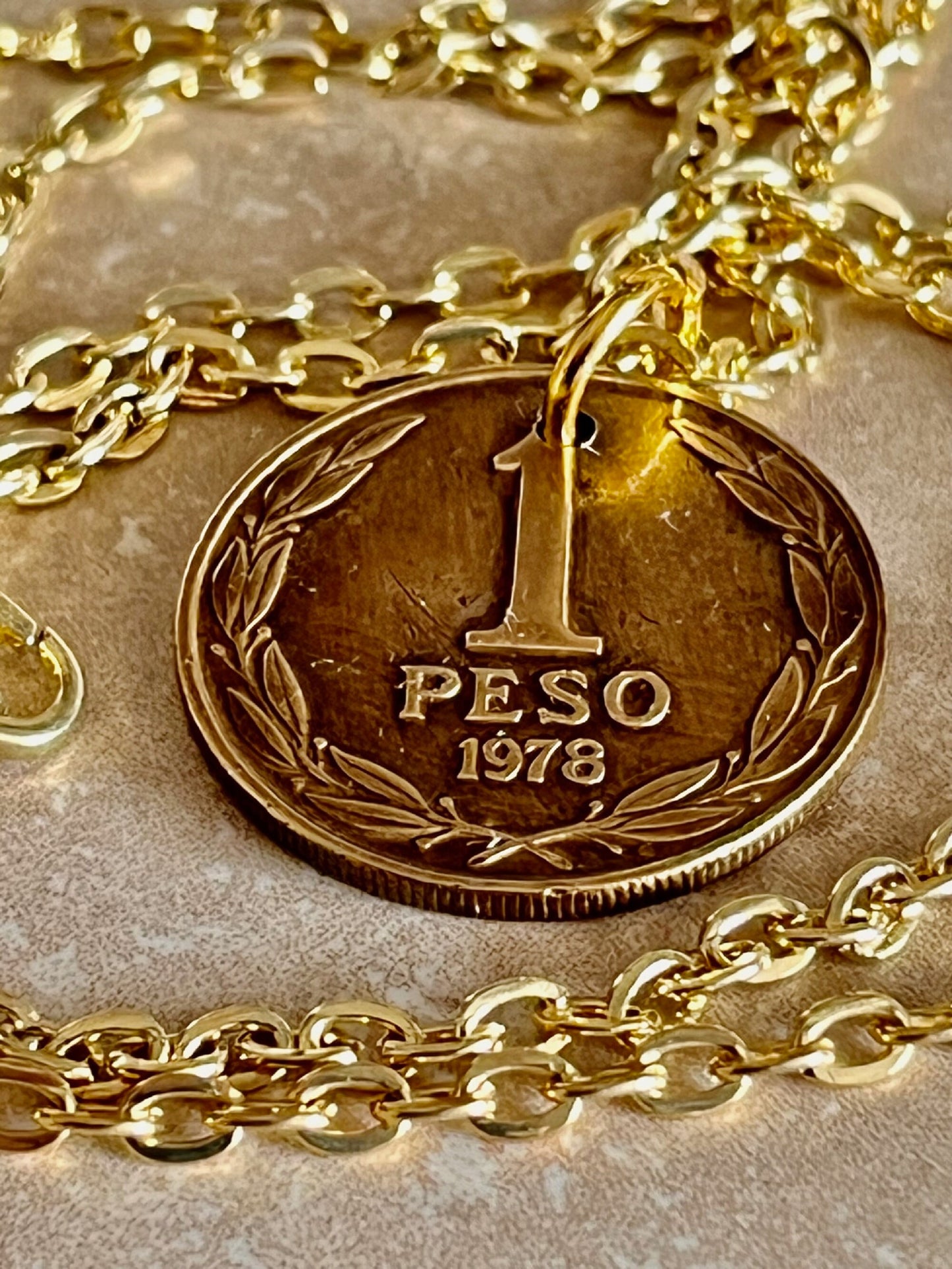 Chile Coin Pendant Necklace Chillan 1 UN Pesos Jewelry Personal Vintage Handmade Jewelry Gift Friend Charm For Him Her World Coin Collector