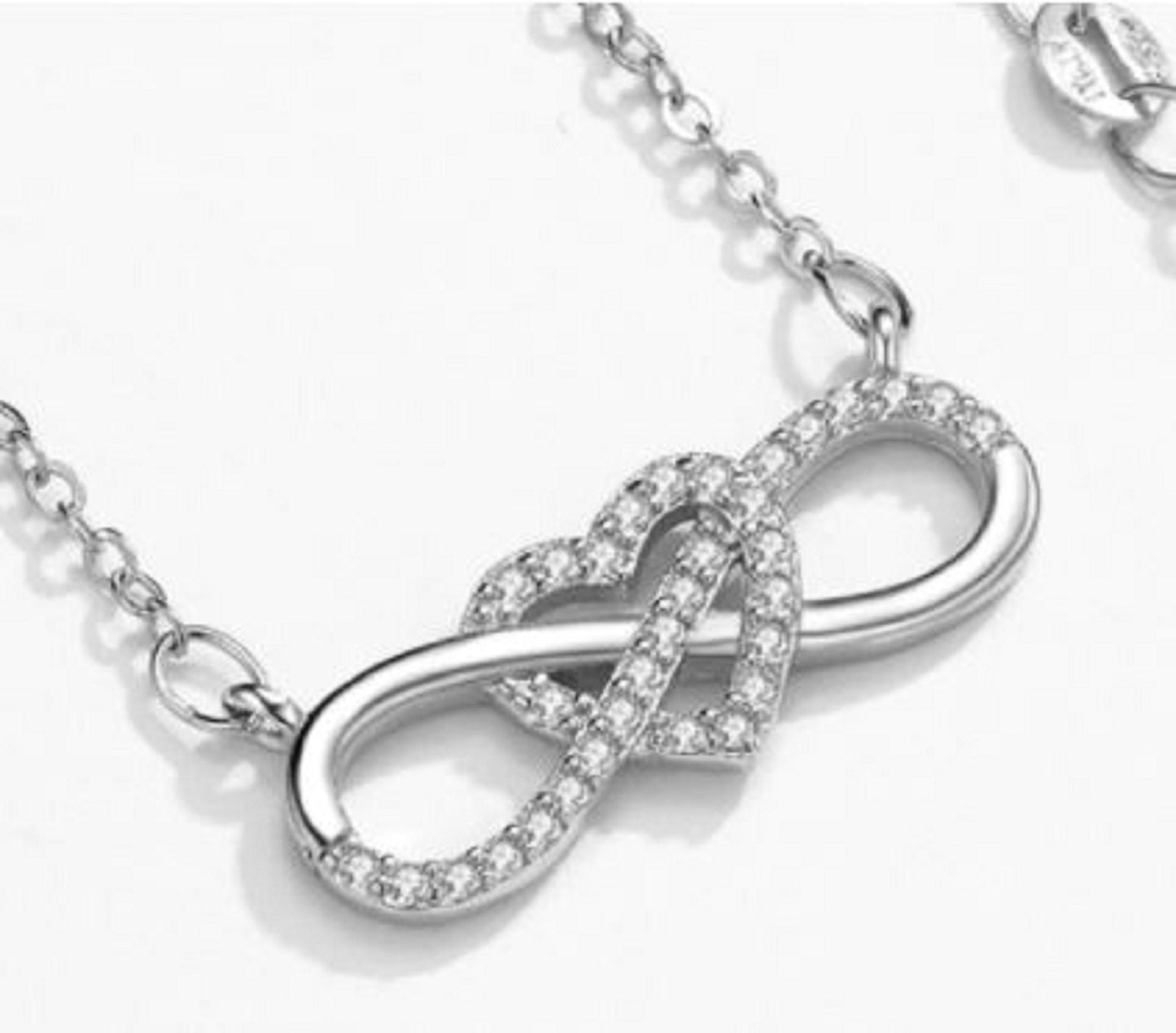 Sterling Silver Heart Infinity Love & Luck Necklace with Cubic Zirconia - Friendship, Promise, Mother's Day, Birthday, Just Because