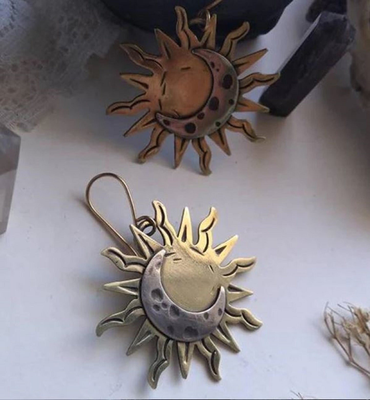 Bohemian Sun and Moon Earrings Drop Style for Women Boho - Gift for Her, Birthday, Just Because, Special Occasion