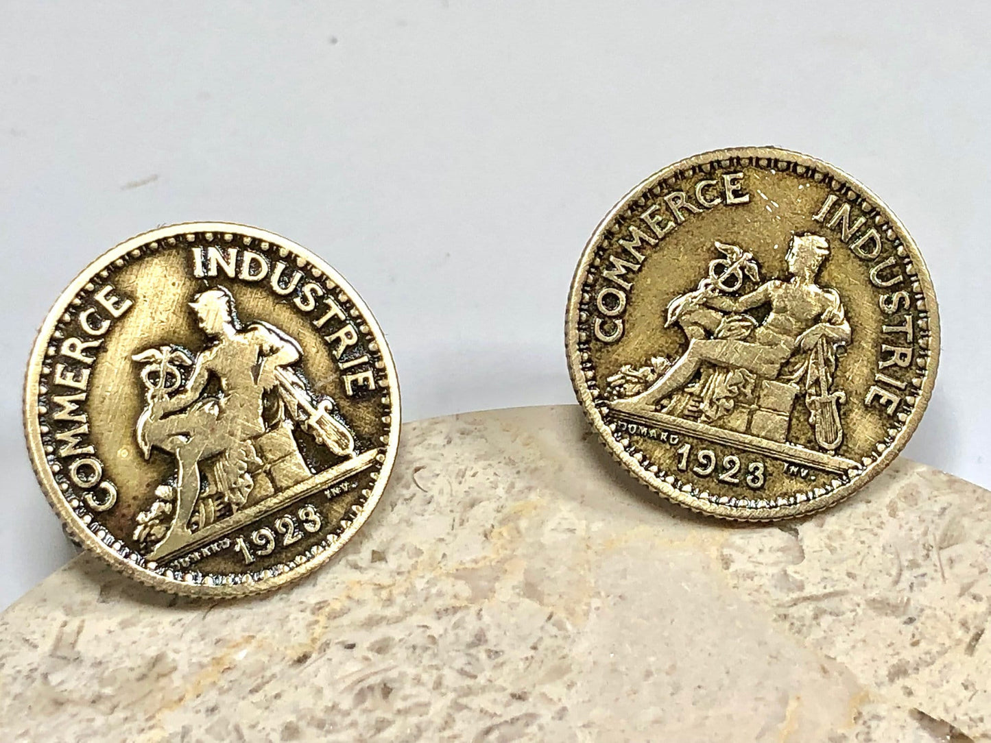 France Coin Cuff Links French 1 Franc 1923 Custom Made Vintage and Rare coins - Personal Touch - Coin Enthusiast - Suit and Tie Accessory