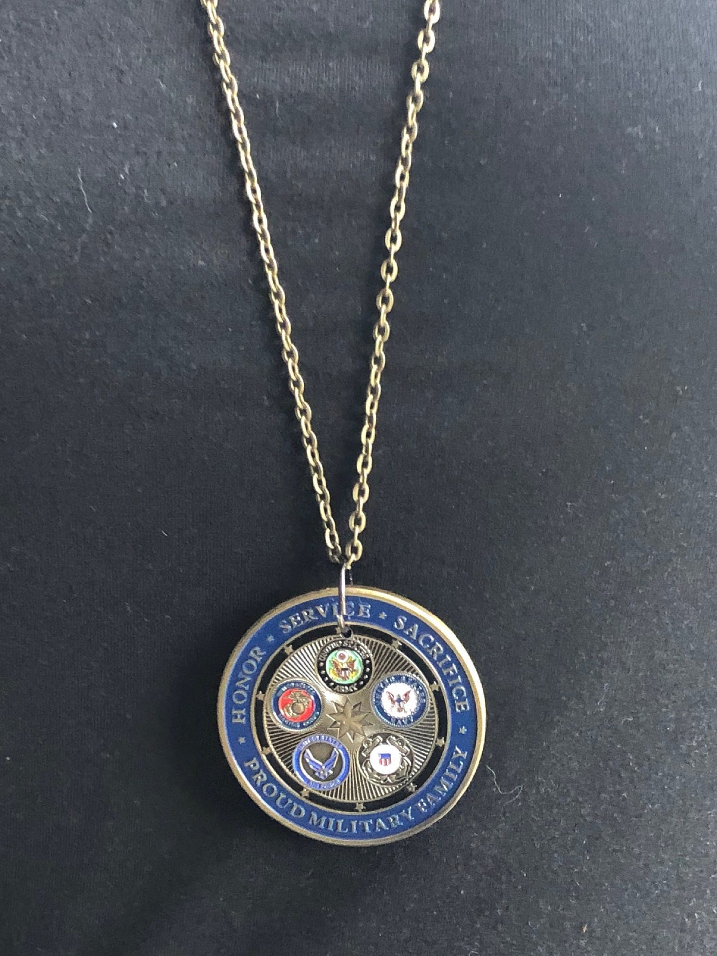 Military Medallion Coin Necklace Rare Find USA Army, Air Force, Marine, Navy Personal & Limited Supply