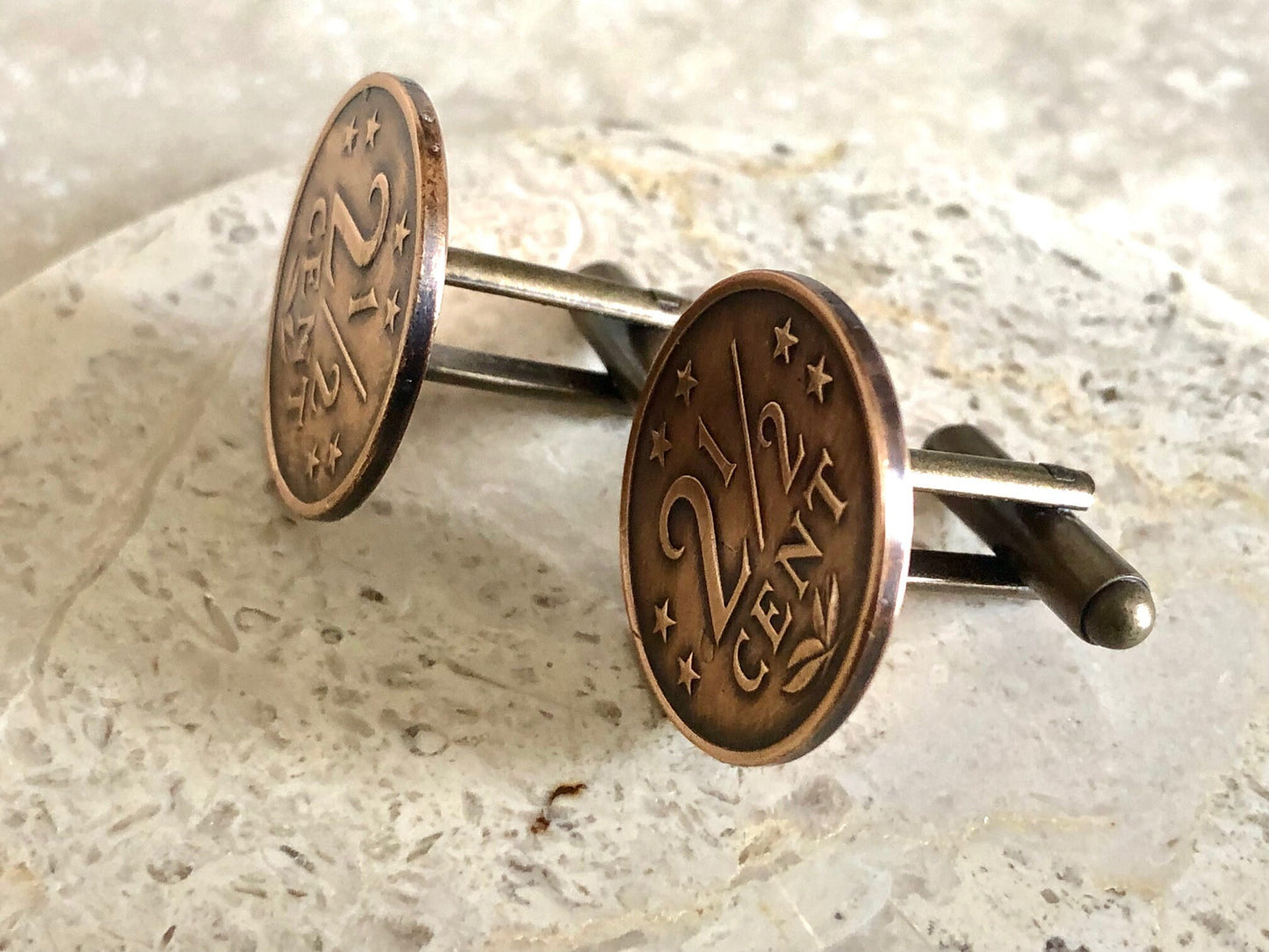 Netherlands Coin Cuff Links 2 1/2 Cents Custom Made Vintage and Rare coins - Coin Enthusiast - Suit and Tie Accessory
