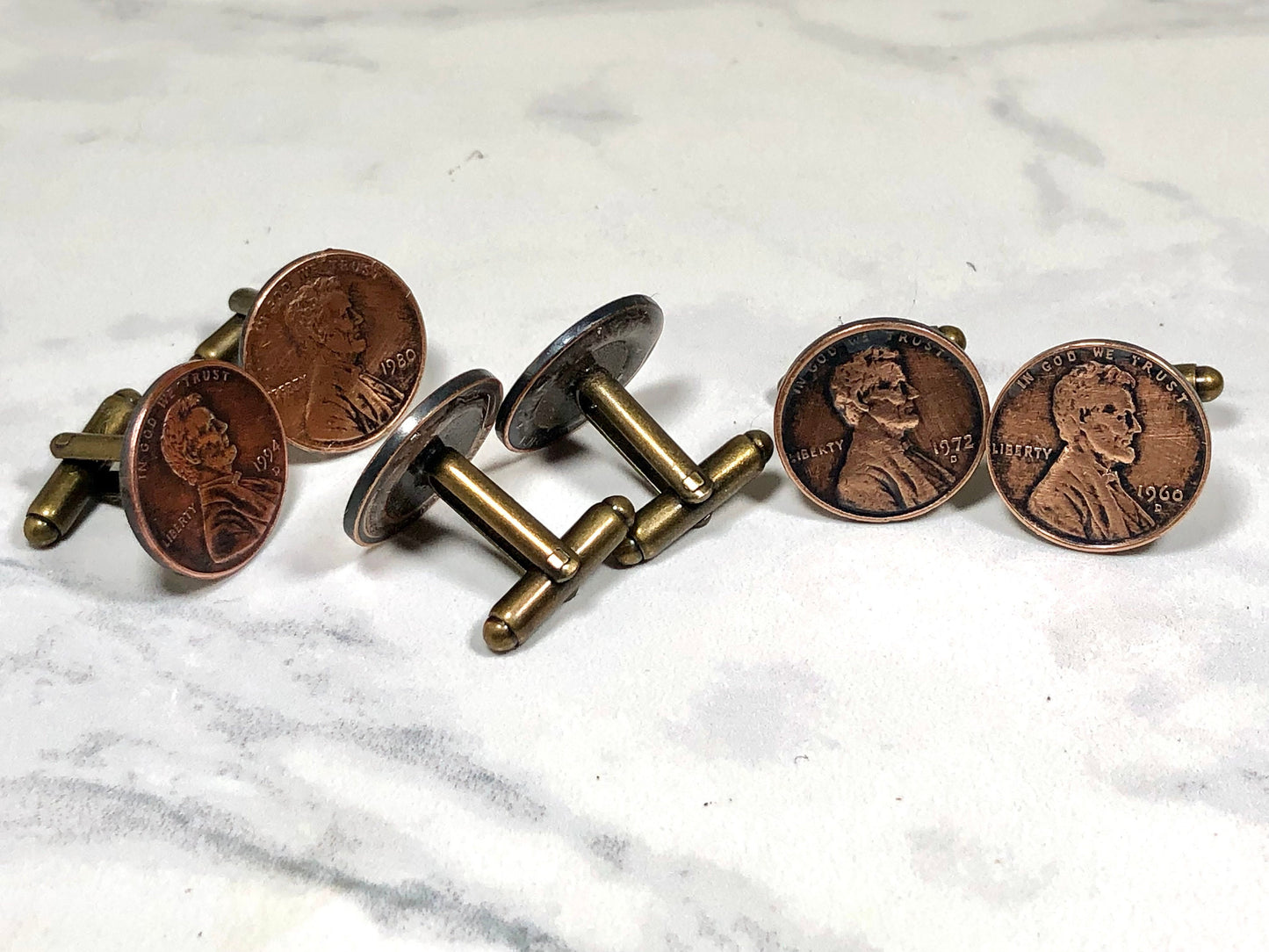 USA Penny Coin Cuff Links United States One Cent Cufflinks Custom Made Vintage & Rare coins - Coin Enthusiast - Fashion - Choose Your Years