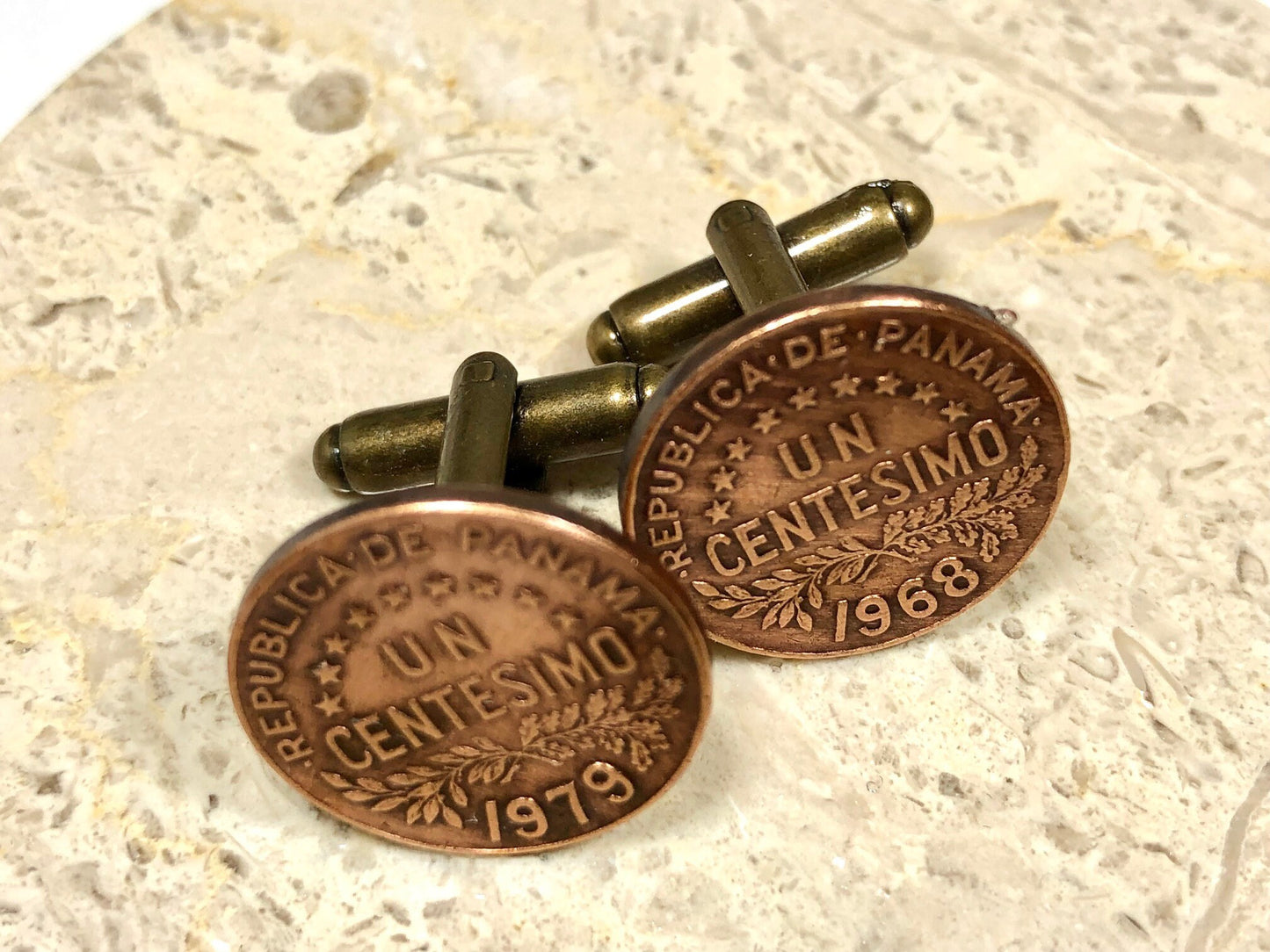 Panama Coin Cuff Links Panamanian Panama Un Centesimo Custom Made Vintage and Rare coins - Cufflinks Coin Enthusiast -Suit and Tie Accessory