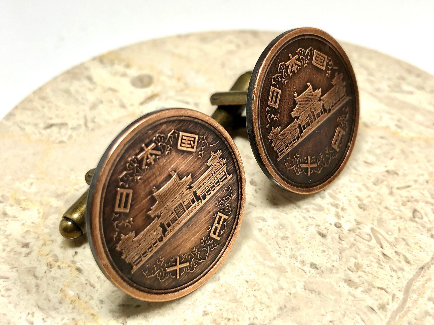 Japan Coin Cuff Links Japanese 10 Yen Custom Made Vintage and Rare coins - Cufflinks Coin Enthusiast - Suit and Tie Accessory