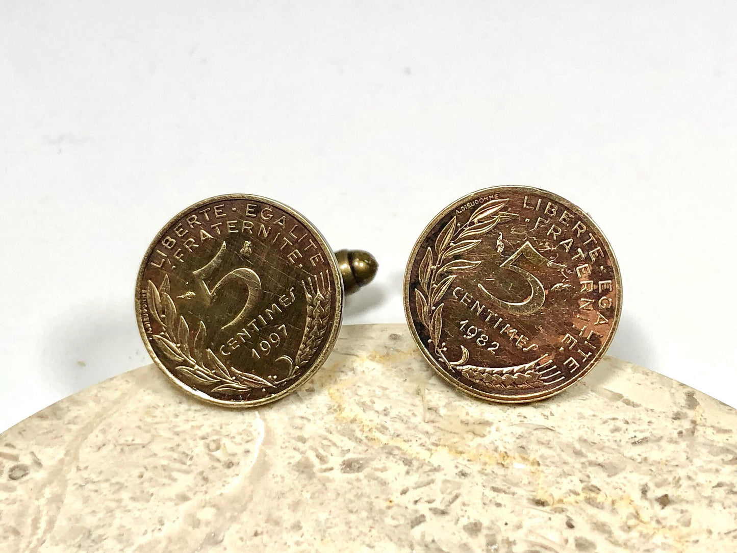 France Coin Cuff Links French 5 Centimes Liberty Equality Fraternity Custom Made Vintage and Rare coins - Cufflinks Coin Enthusiast