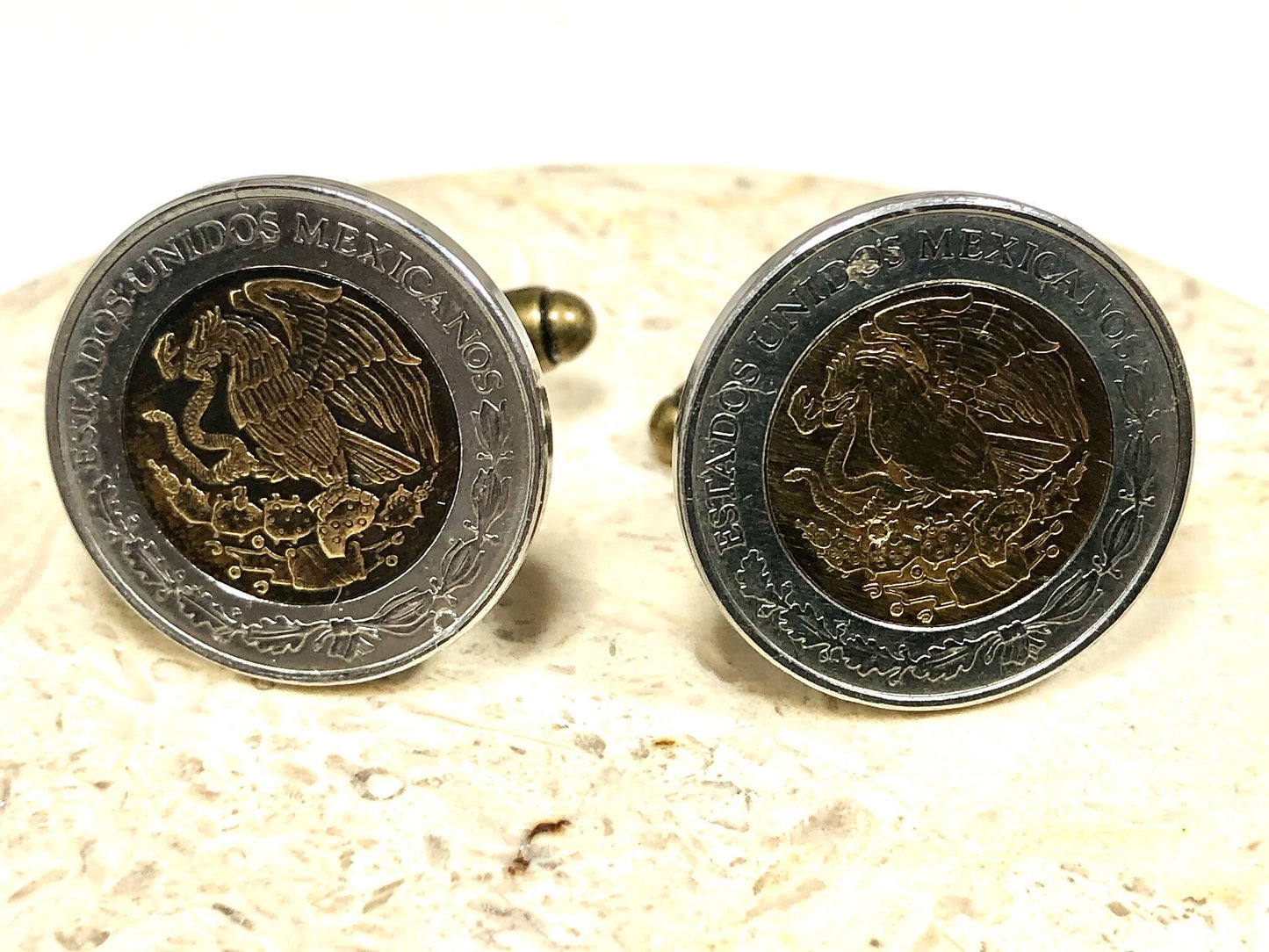 Mexico Coin Cuff Links Mexican One Peso Personal Cufflinks Old Vintage Handmade Jewelry Gift Friend Charm For Him Her World Coin Collector
