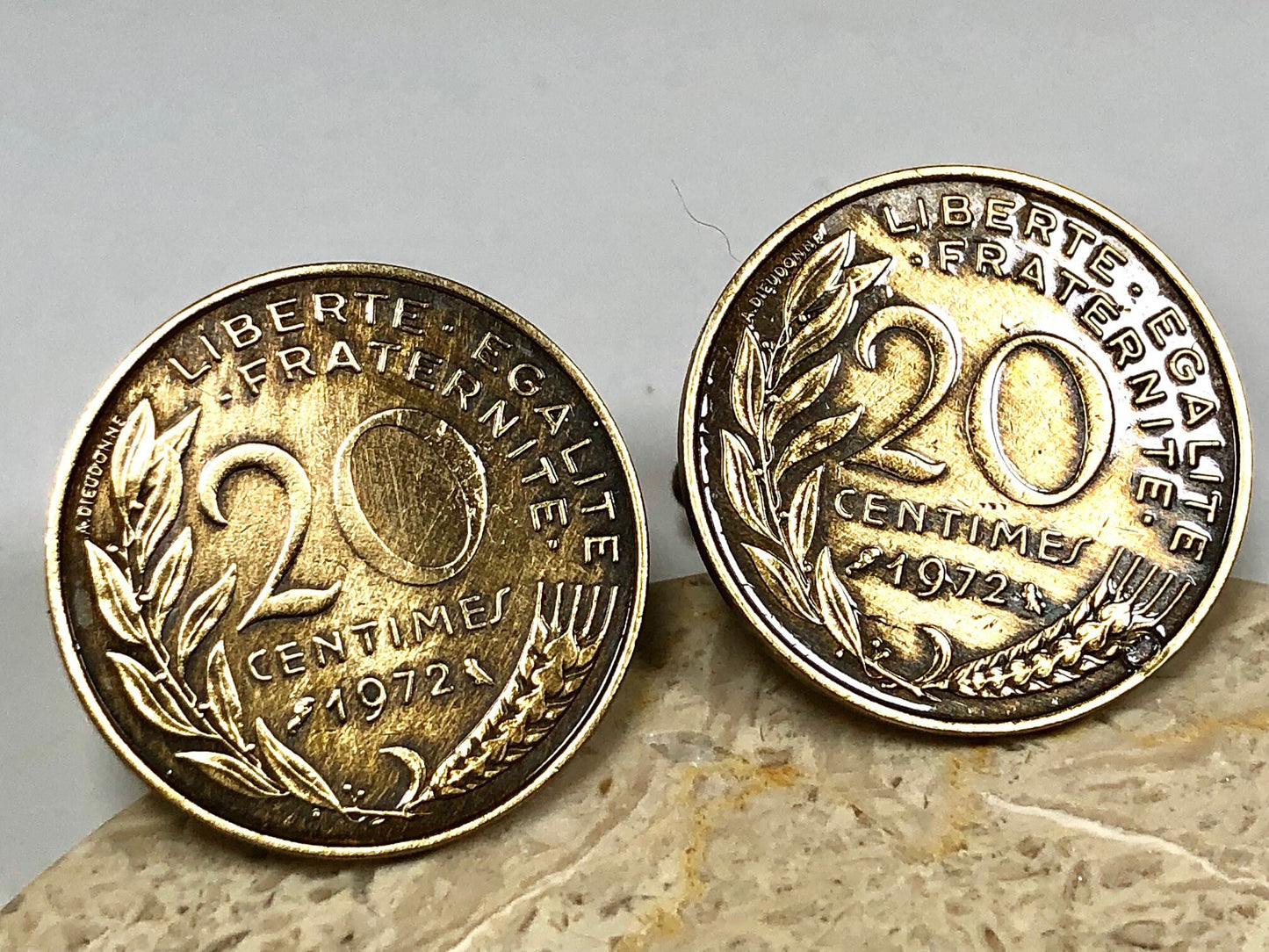 France Coin Cuff Links French 20 Centimes Liberty Equality Fraternity Custom Made Vintage and Rare coins - Cufflinks Coin Enthusiast