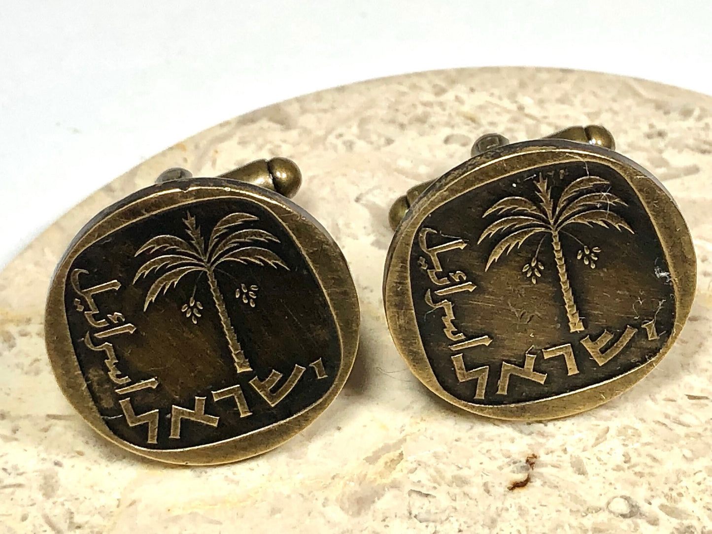 Israel Coin Cuff Links 10 Agorot Israelites Palm Tree Personal Handmade Jewelry Gift Friend Charm For Him Her World Coin Collector