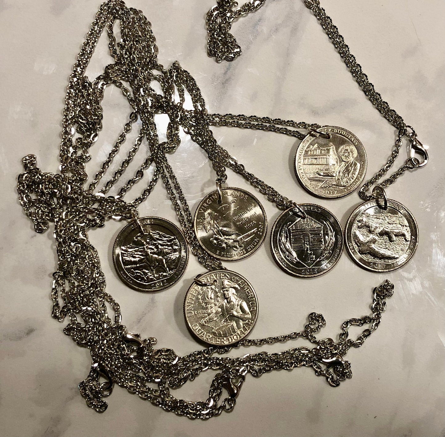 Parks Quarter Pendant United States America USA Coin Necklace Custom Charm Gift For Friend Charm Gift For Him, Coin Collector, World Coins