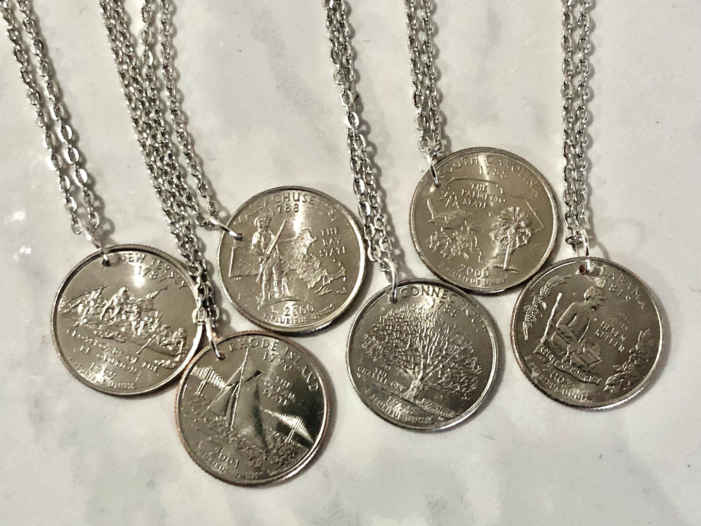 State Quarter Necklace United States Pendant America USA Coin Custom Made Rare coins - Coin Enthusiast - Handmade - Fashion