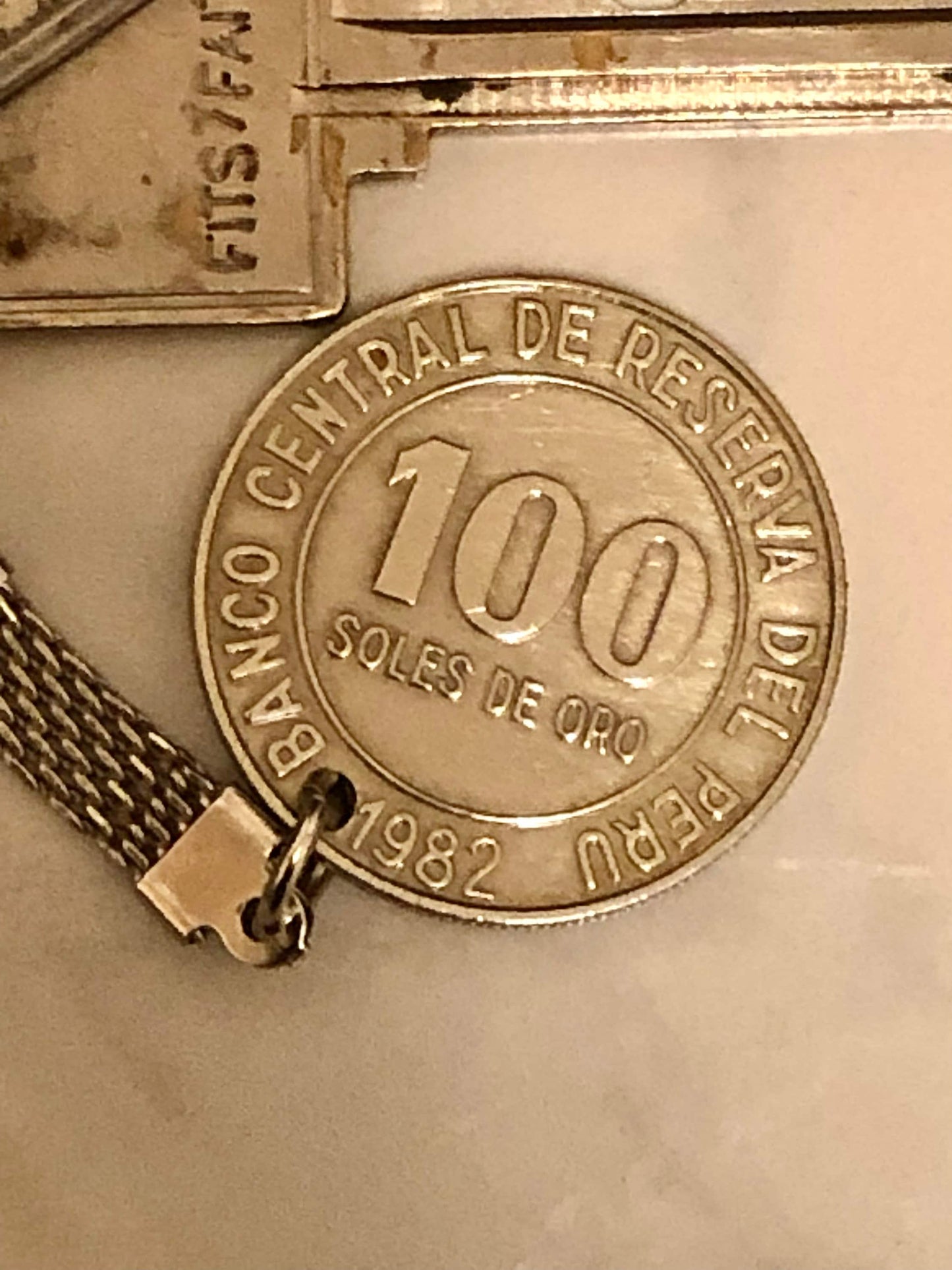 Peru Coin Keychain 100 Sols de Oro Peruvian Rare Find Vintage Personal & Limited Supply Good Conversation Starter Handmade
