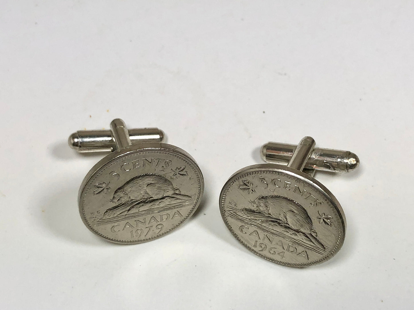 Canada Coin Cuff Links Canadian 5 Cent Beaver Personal Cufflinks Vintage Handmade Jewelry Gift Friend Charm For Him Her World Coin Collector
