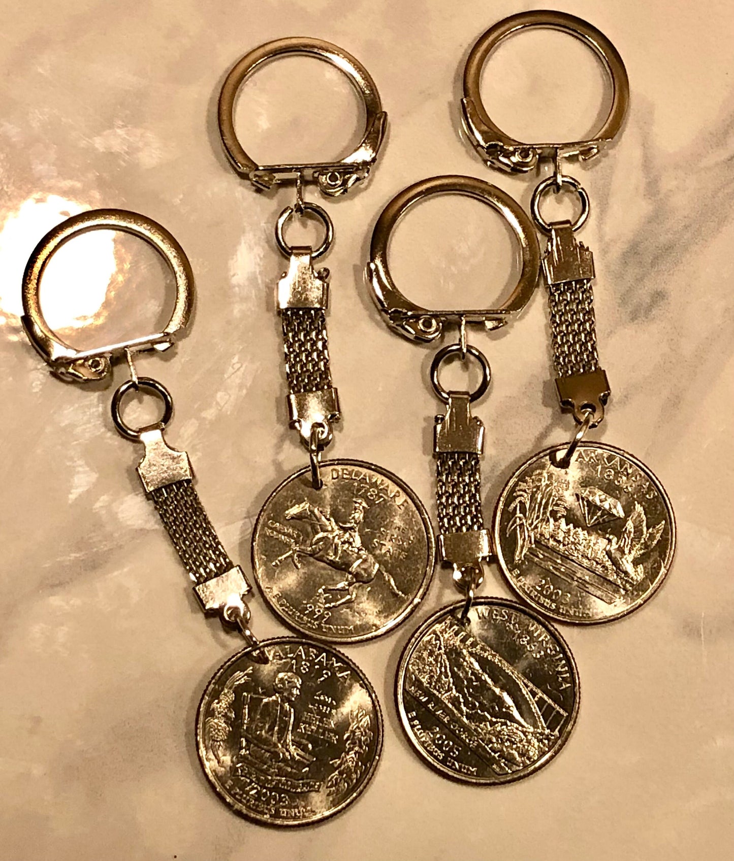 Keychain State Quarter United States America USA Coin Custom Made Rare Coins - Coin Enthusiast - Handmade - Choose Your State