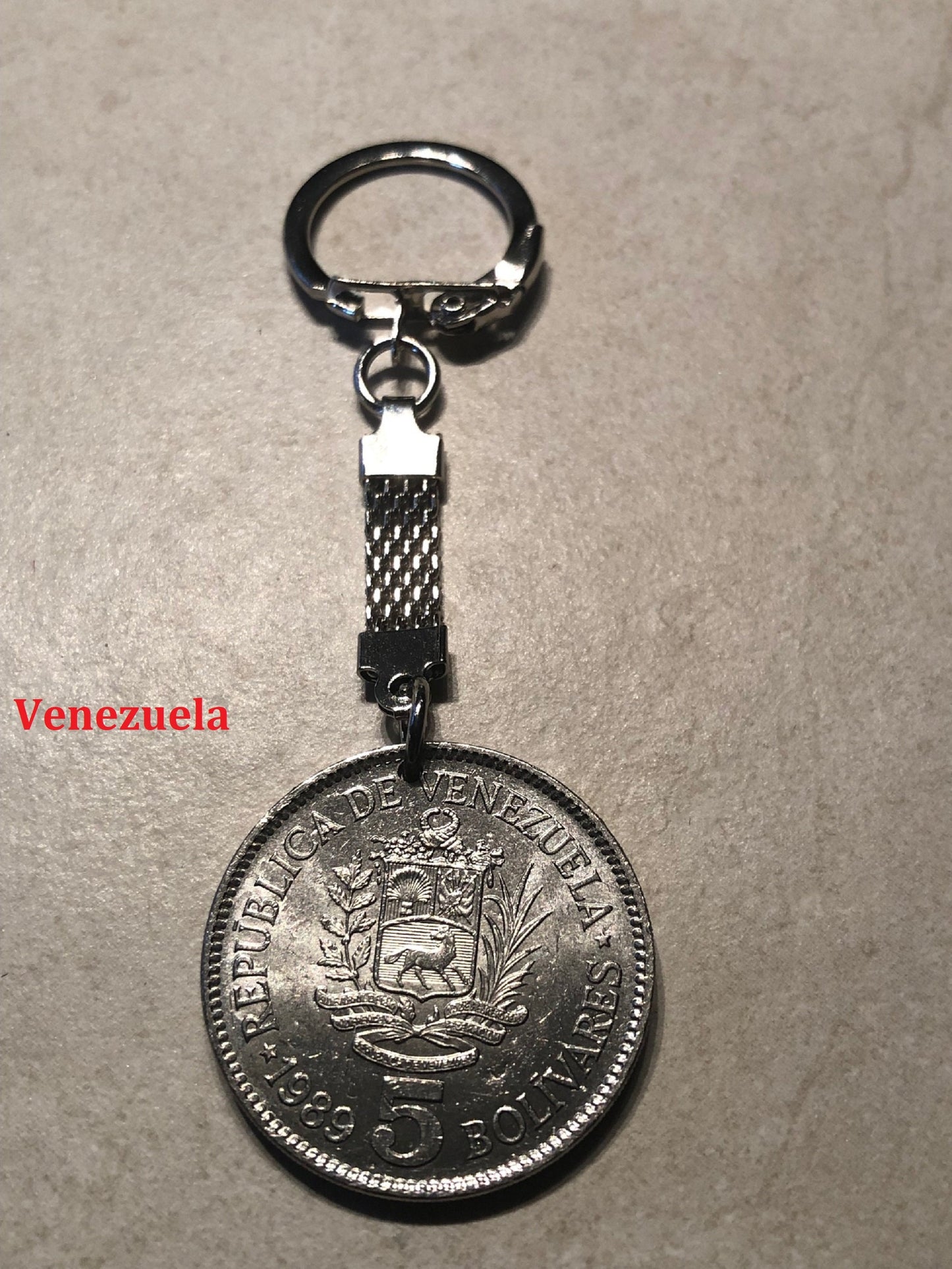 Coin Keychain Philippines - Bailiwick of Jersey - Columbia - Venezuela Vintage One of a Kind Rare Find Vintage Handmade