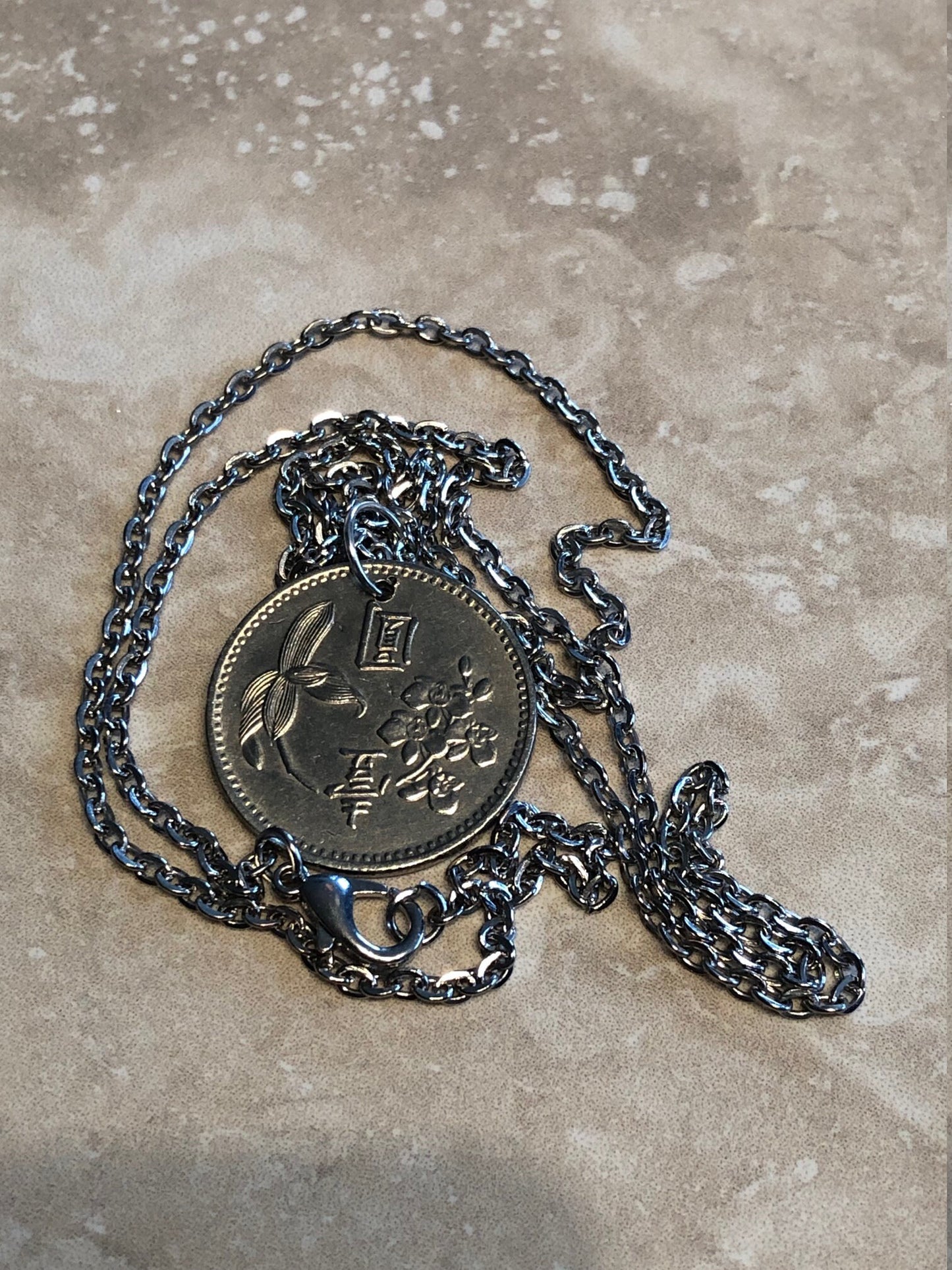 Taiwan Coin Pendant Necklace 1 Yuan Custom Made Vintage and Rare coins - Coin Enthusiast - Fashion Accessory