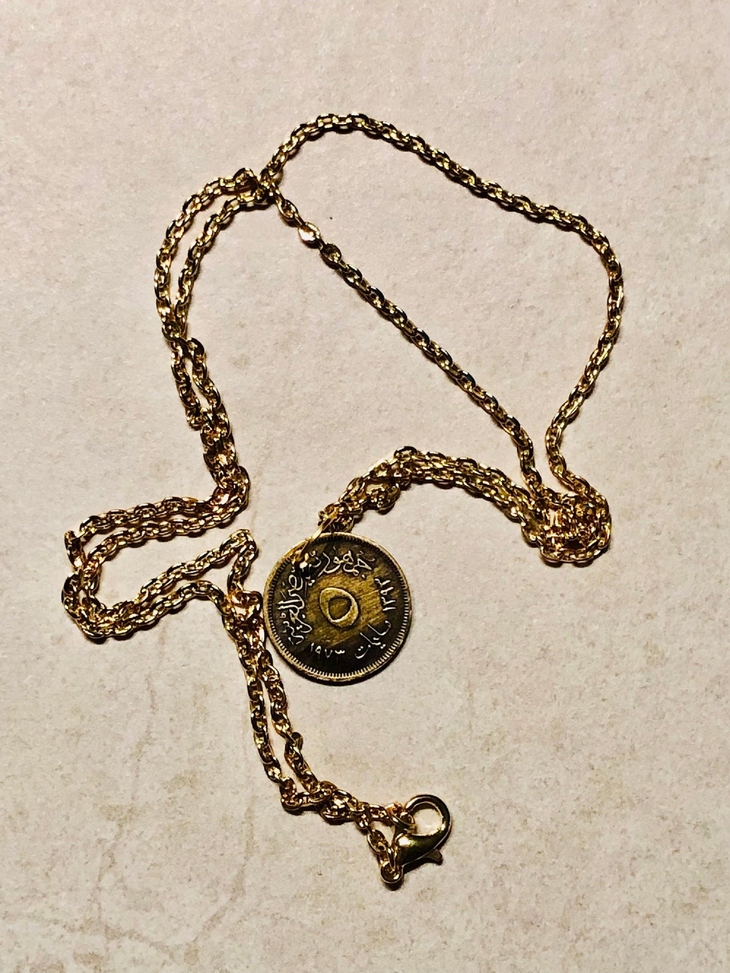 Libya Coin Necklace Libyan Coin Vintage Pendant Necklace Custom Made Rare coins - Coin Enthusiast - Fashion Accessory