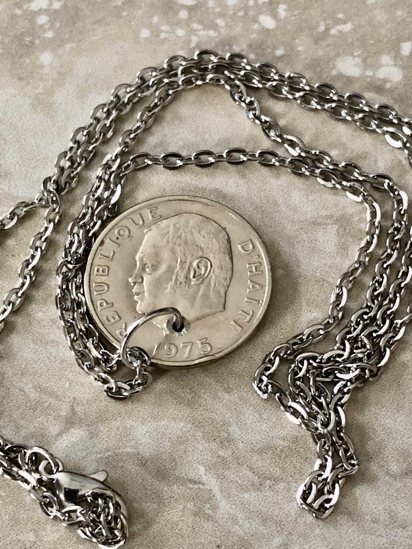 Haiti Coin Pendant 5 Franc Liberte Egalite Fraternite Personal Necklace Handmade Jewelry Gift Friend Charm For Him Her World Coin Collector