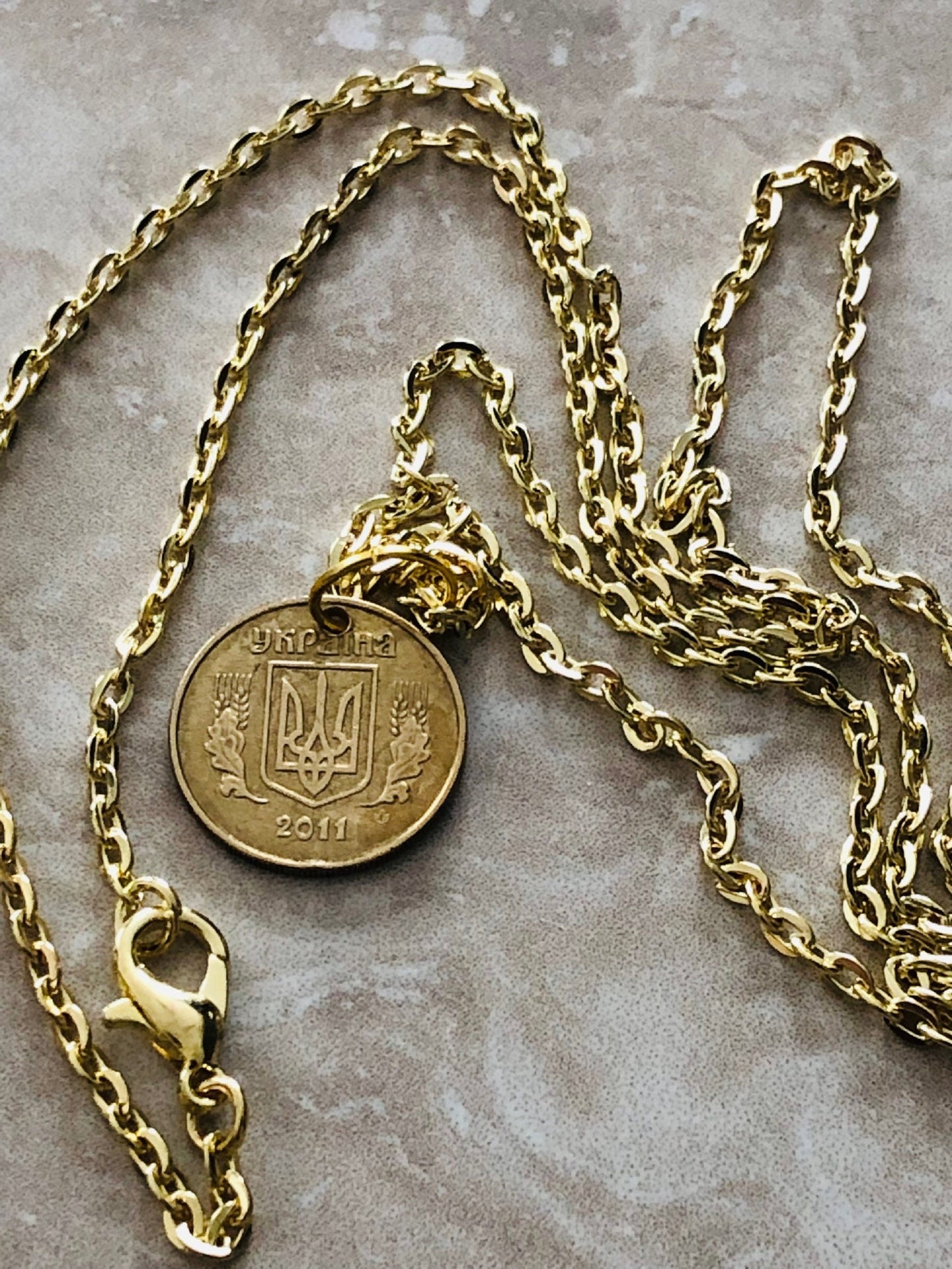 Ukraine Coin Necklace 10 Konihok Ukrainian Coin Pendant Vintage Necklace Custom Made Rare coins - Coin Enthusiast - Fashion Accessory