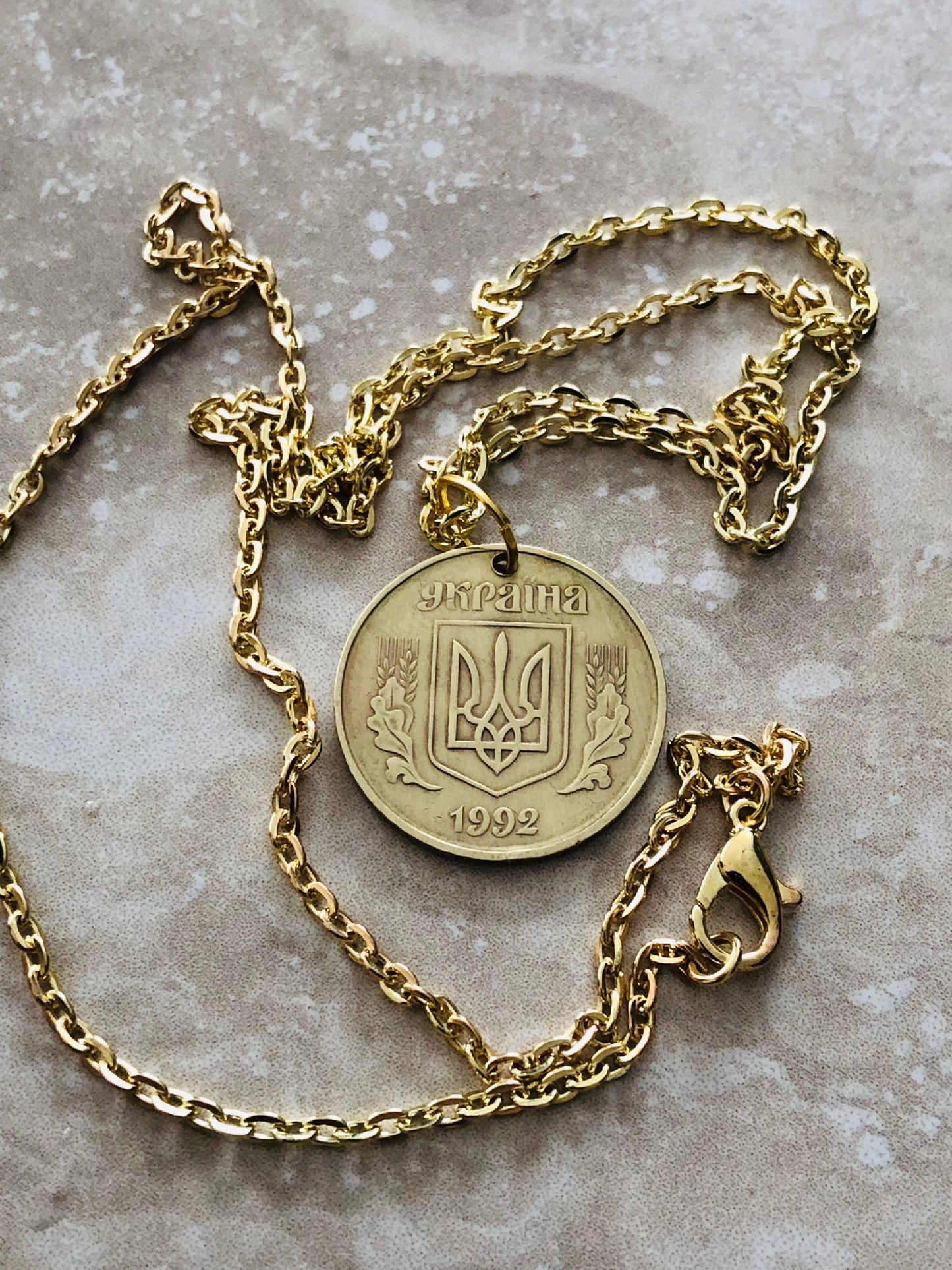 Ukraine Coin Necklace 50 Konihok Ukrainian Coin Pendant Vintage Necklace Custom Made Rare coins - Coin Enthusiast - Fashion Accessory
