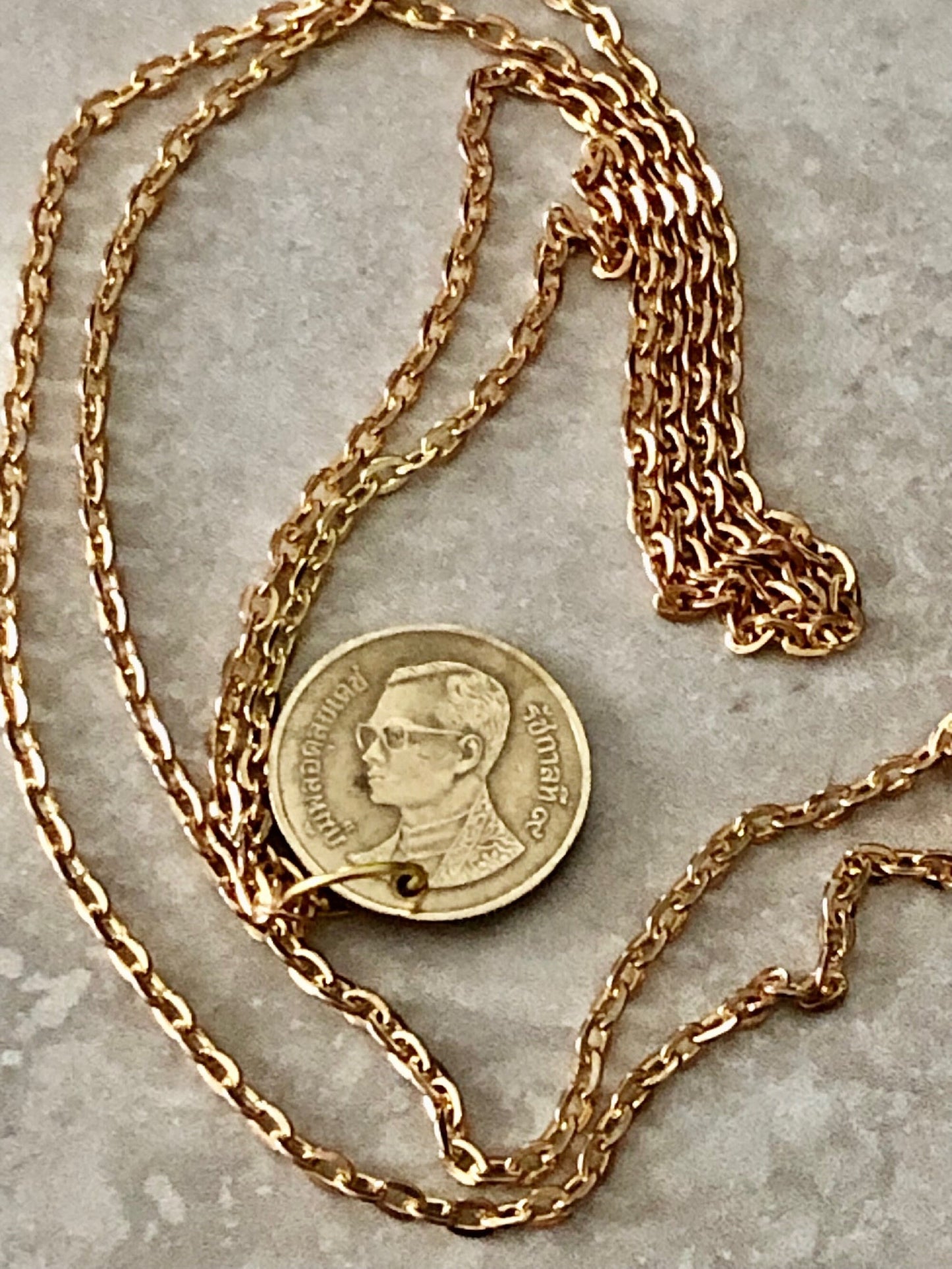 Thailand Coin Necklace 50 Baht Thai Pendant Vintage Coin Custom Made Rare Coins Coin Enthusiast Handmade Fashion Accessory