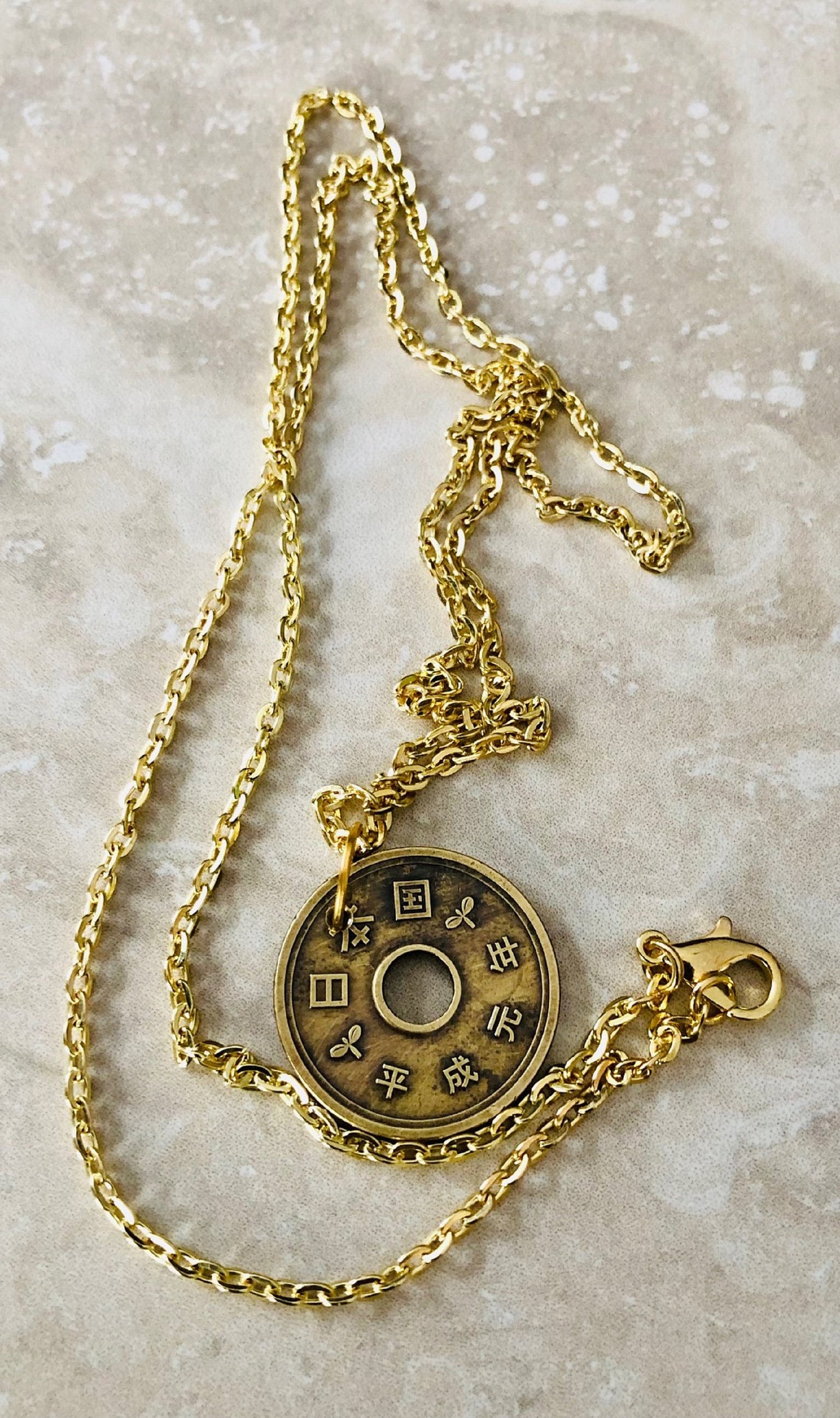 Japan Coin Necklace 5 Yen Pendant Japanese Vintage Rare Jewelry Coins Coin Enthusiast Fashion Accessory Handmade