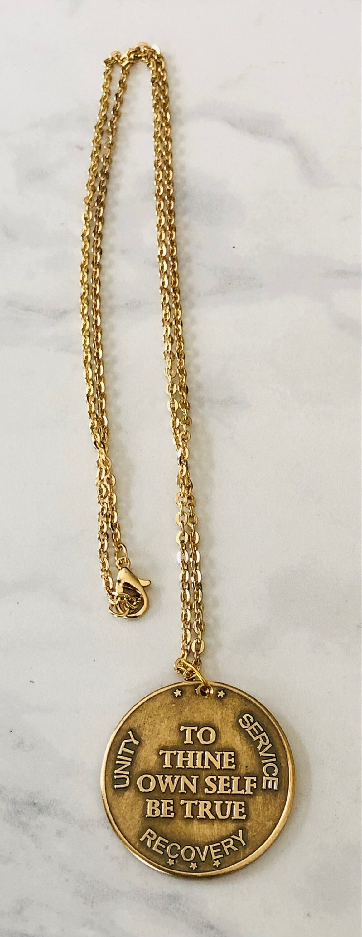 Coin Pendant AA Necklace Serenity Prayer Addiction Alcoholics Anonymous Personal Necklace Jewelry Gift Friend Charm For Him Her World Coin