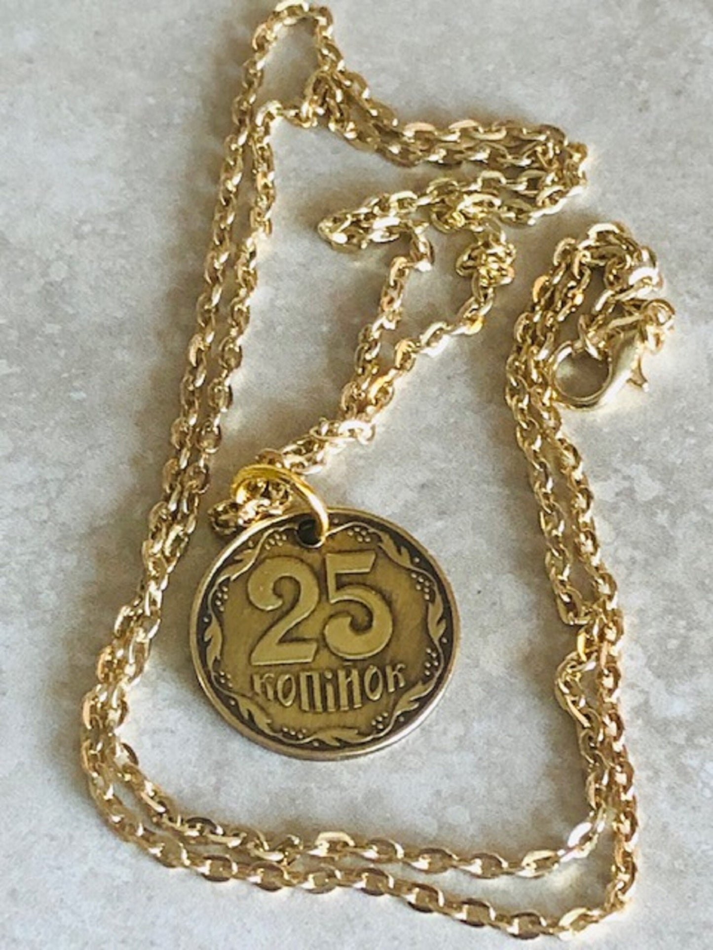 Ukraine Coin Necklace 25 Konihok Ukrainian Coin Pendant Vintage Necklace Jewelry Custom Made Rare coins - Coin Enthusiast Fashion Accessory