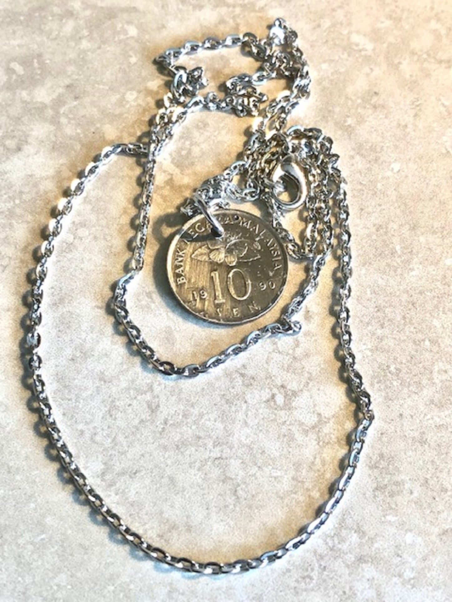 Malaysia Coin 10 Sen Pendant Necklace Custom Made Vintage Malaysian Jewelry Rare coins - Coin Enthusiast - Fashion Accessory
