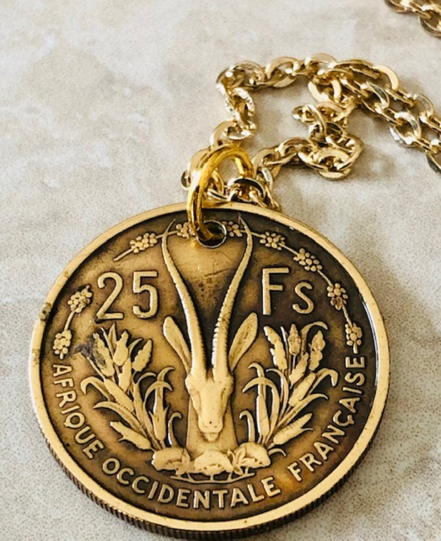 South Africa Coin Necklace African 25 Fs Pendant Necklace Jewelry Gift For Friend Coin Charm Gift For Him, Her, World Coins Collector