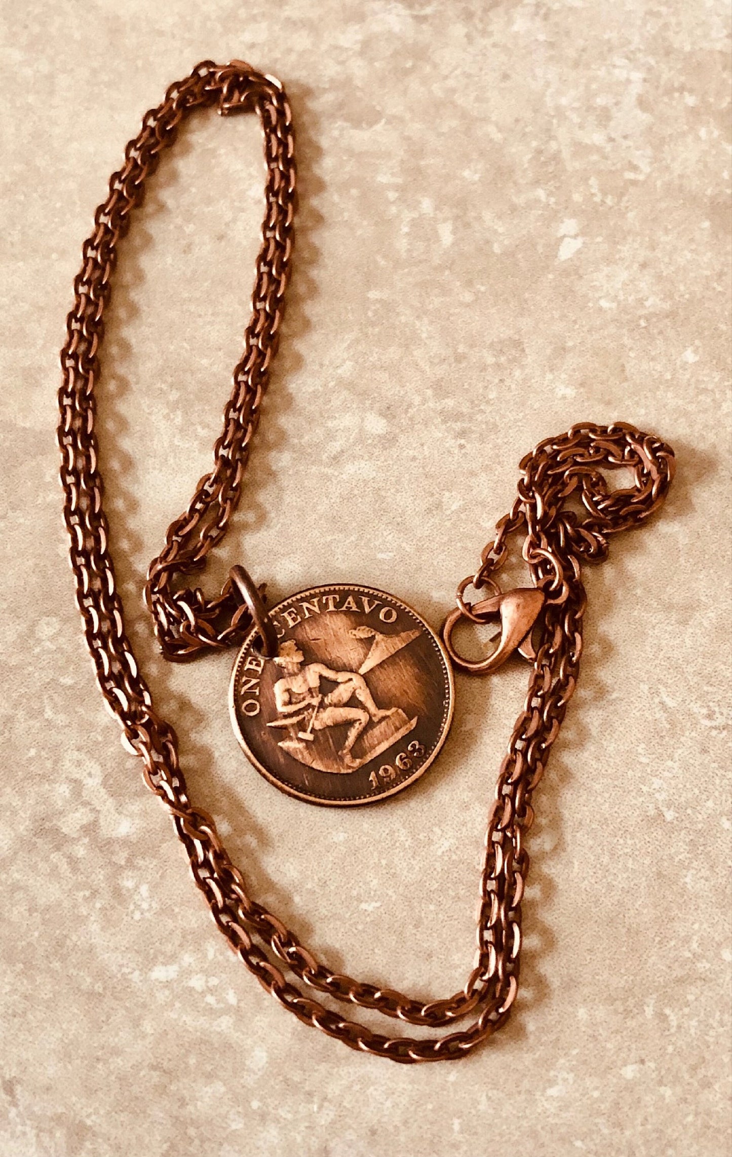 Philippines Coin Necklace Pendant Pilipinas One Centavo Personal Vintage Handmade Jewelry Gift Friend Charm For Him Her World Coin Collector