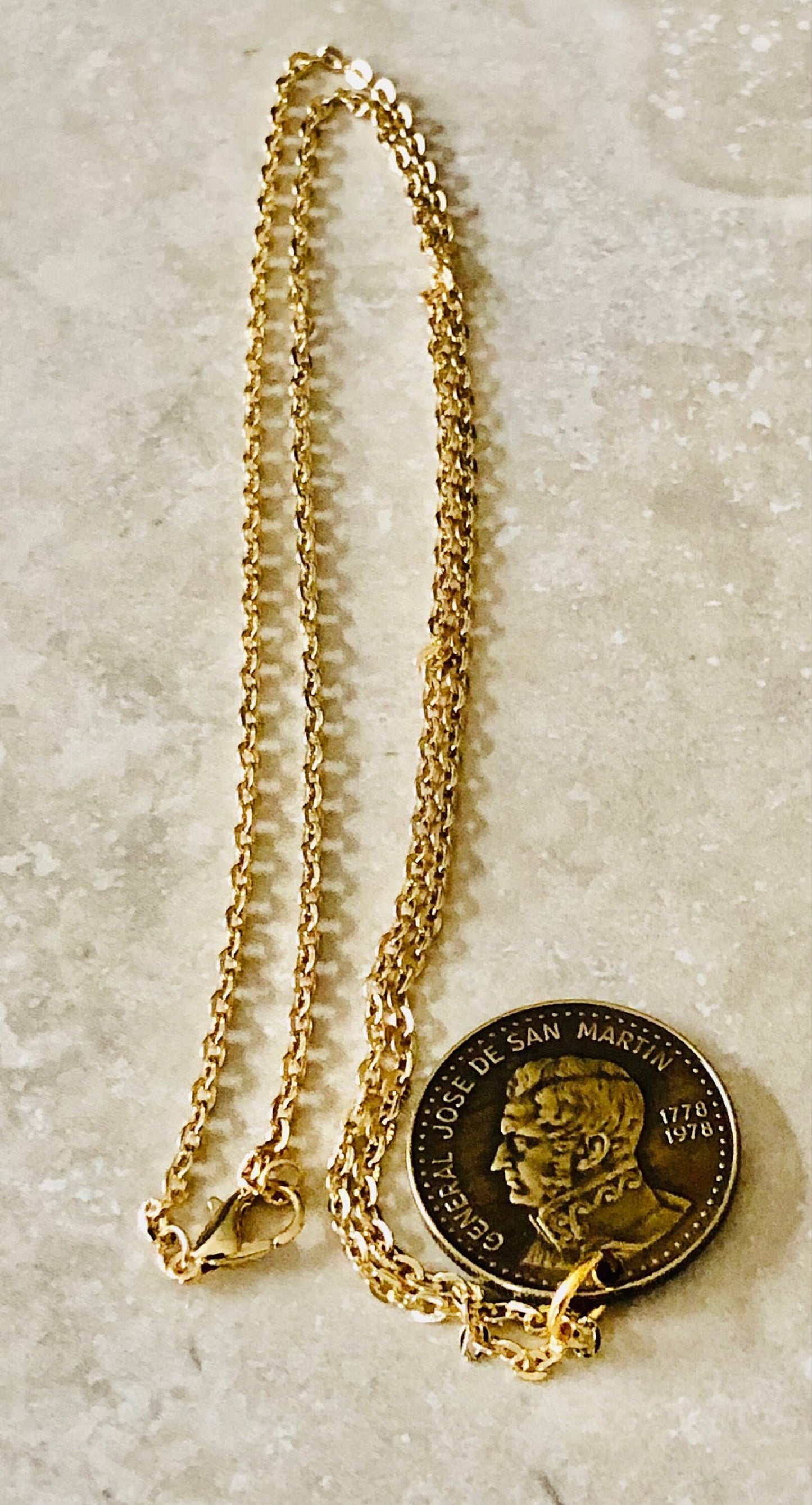 Argentina Coin Necklace 1978 Argentinian 100 Pesos Del Rio Personal Handmade Jewelry Gift Friend Charm For Him Her World Coin Collector