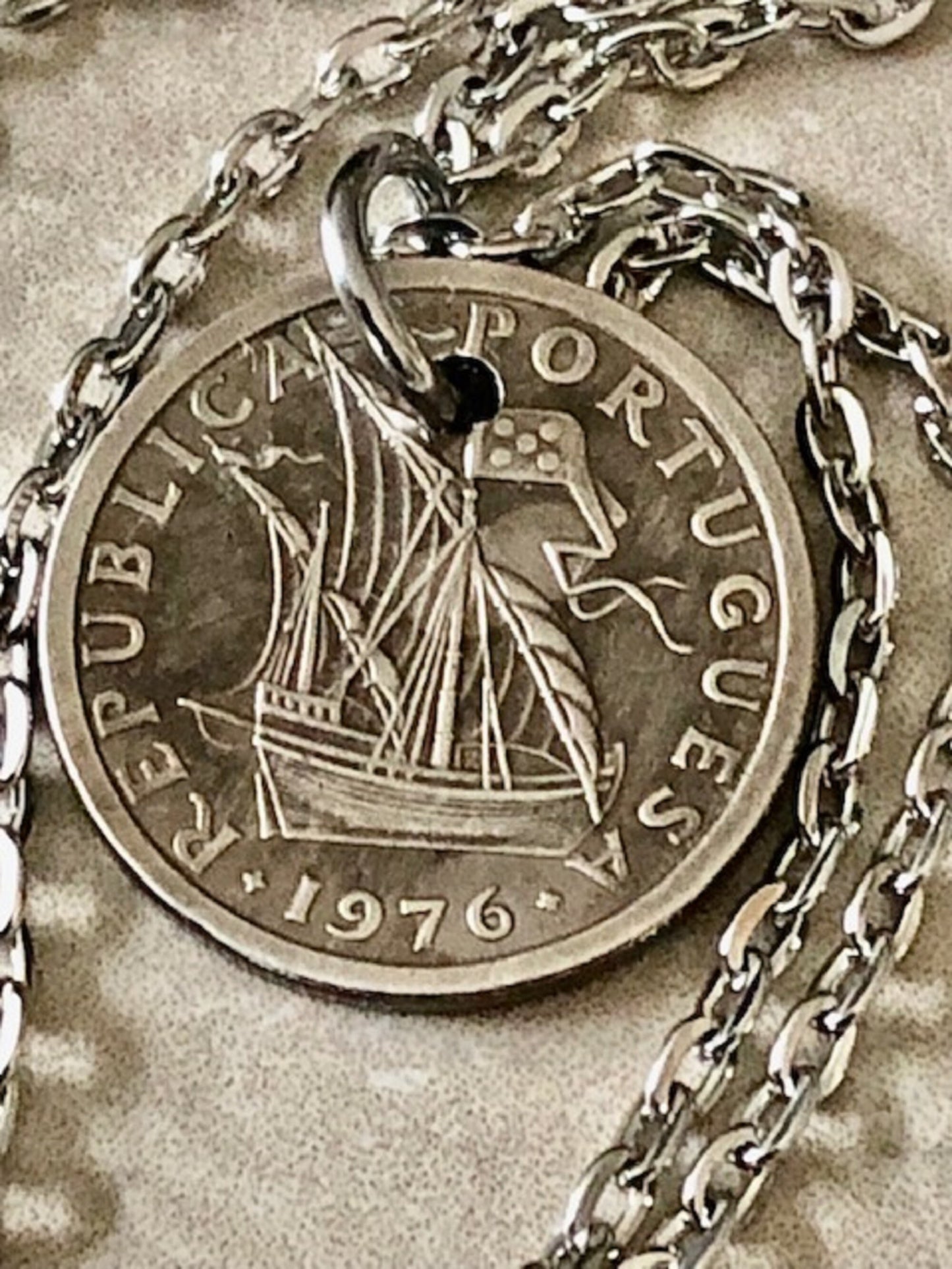 Portugal Necklace Coin Chain Portuguese 200 Custom Vintage & Rare Coins - Coin Enthusiast Handmade Fashion Accessory