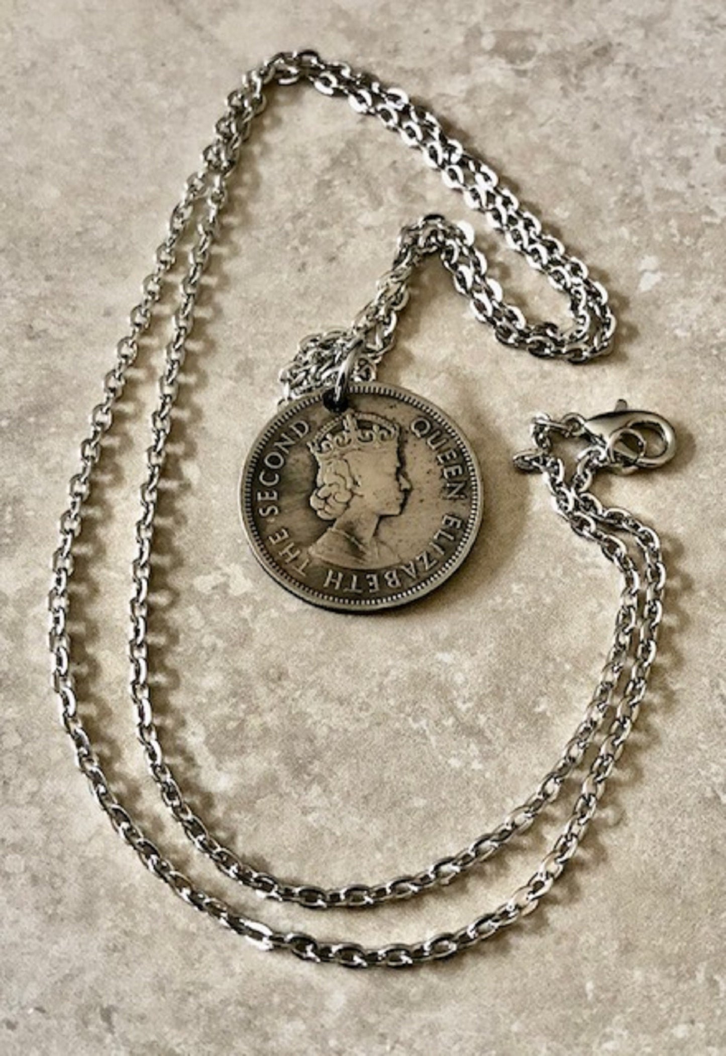 Hong Kong Coin Necklace 50 Cents Pendant China Personal Necklace Vintage Handmade Jewelry Gift Friend Charm For Him Her World Coin Collector