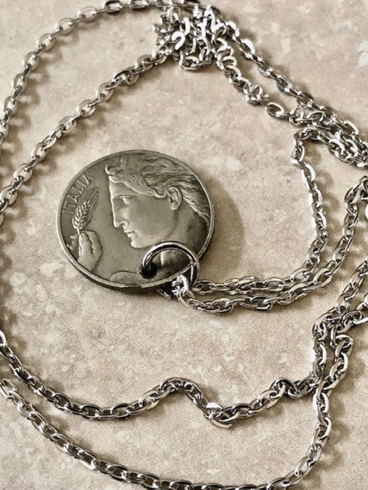 Italy Old Coin Pendant Italian 20 Lira Necklace Custom Made Charm Gift For Friend Coin Charm Gift For Him, Her, Coin Collector, World Coins