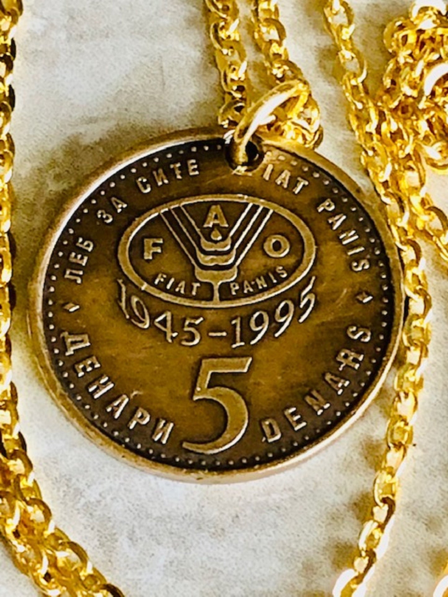 Macedonia Coin Necklace 5 Denair Pendant Vintage Rare Coins Bull Viking Coin Enthusiast Fashion Accessory Handmade