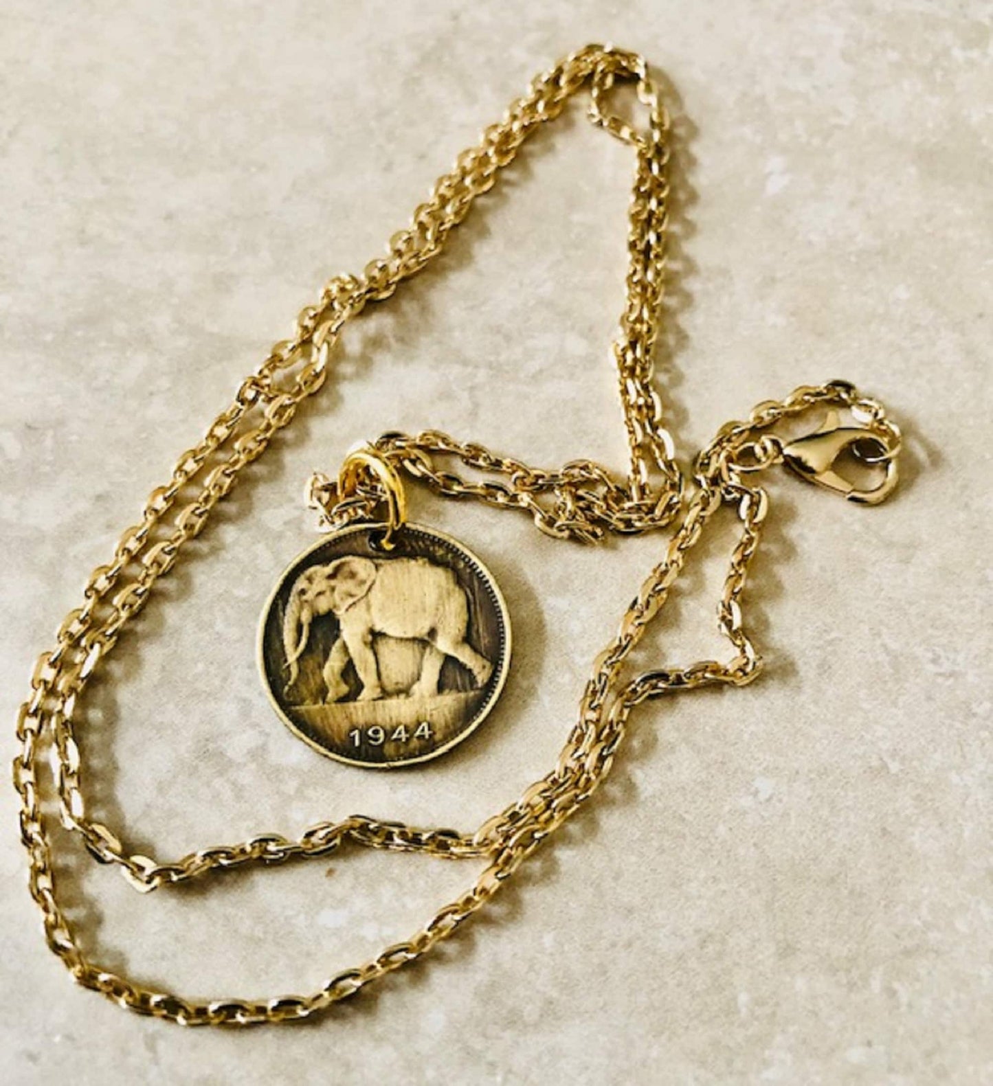 Africa Coin Necklace Gift Him Her African 1 FR Pendant Vintage Jewelry Congo Coin Fashion Accessory Handmade Personal World Coin Collector