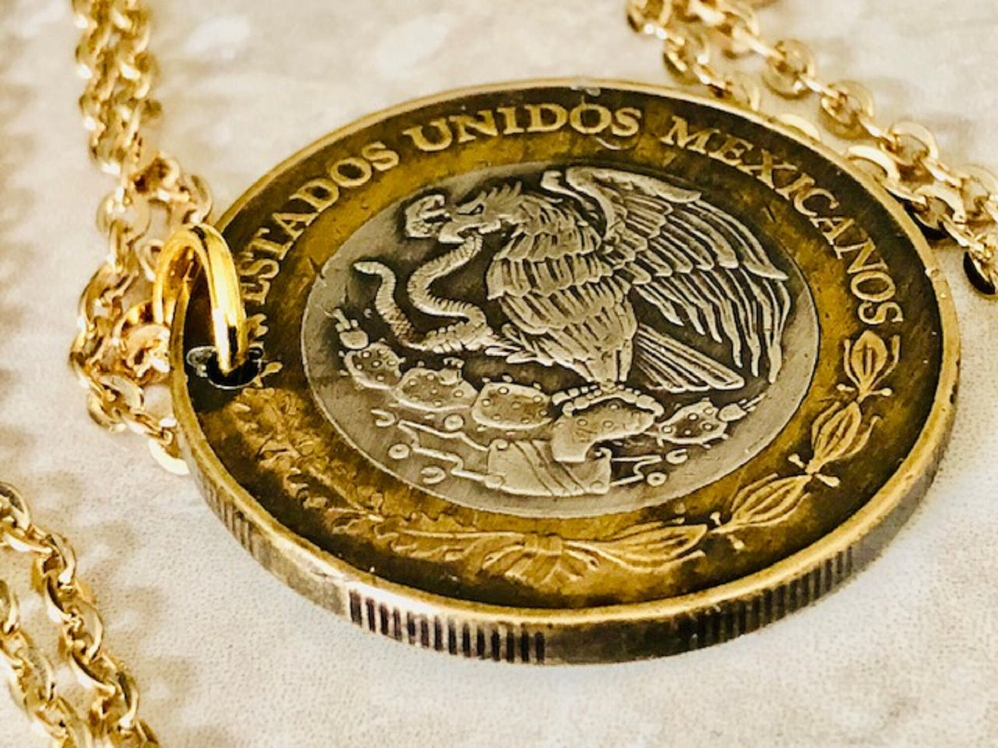Mexico Coin Pendant Mexican Twenty Dollar Necklace Custom Made Charm Gift For Friend Charm Gift For Him, Her, Coin Collector, World Coins
