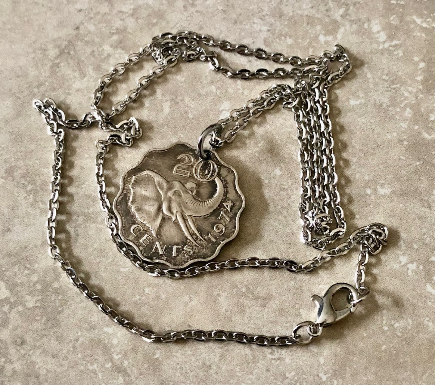 South Africa Coin Necklace Swaziland 20 Cents African Pendant Vintage Rare Eswatini Coins Coin Enthusiast Fashion Accessory Handmade