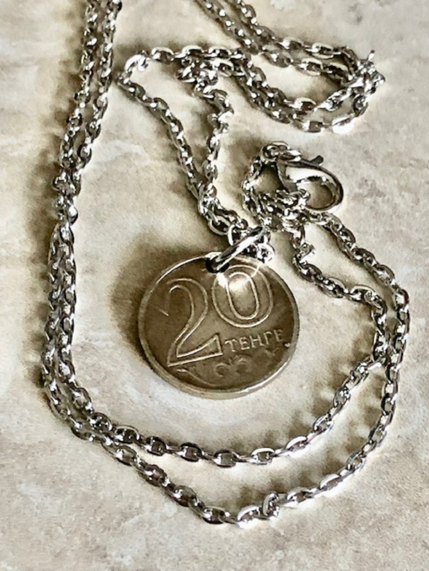 Kazakhstan Coin Necklace 20 Tenge Coin Pendants Vintage Rare Coins Coin Enthusiast Handmade