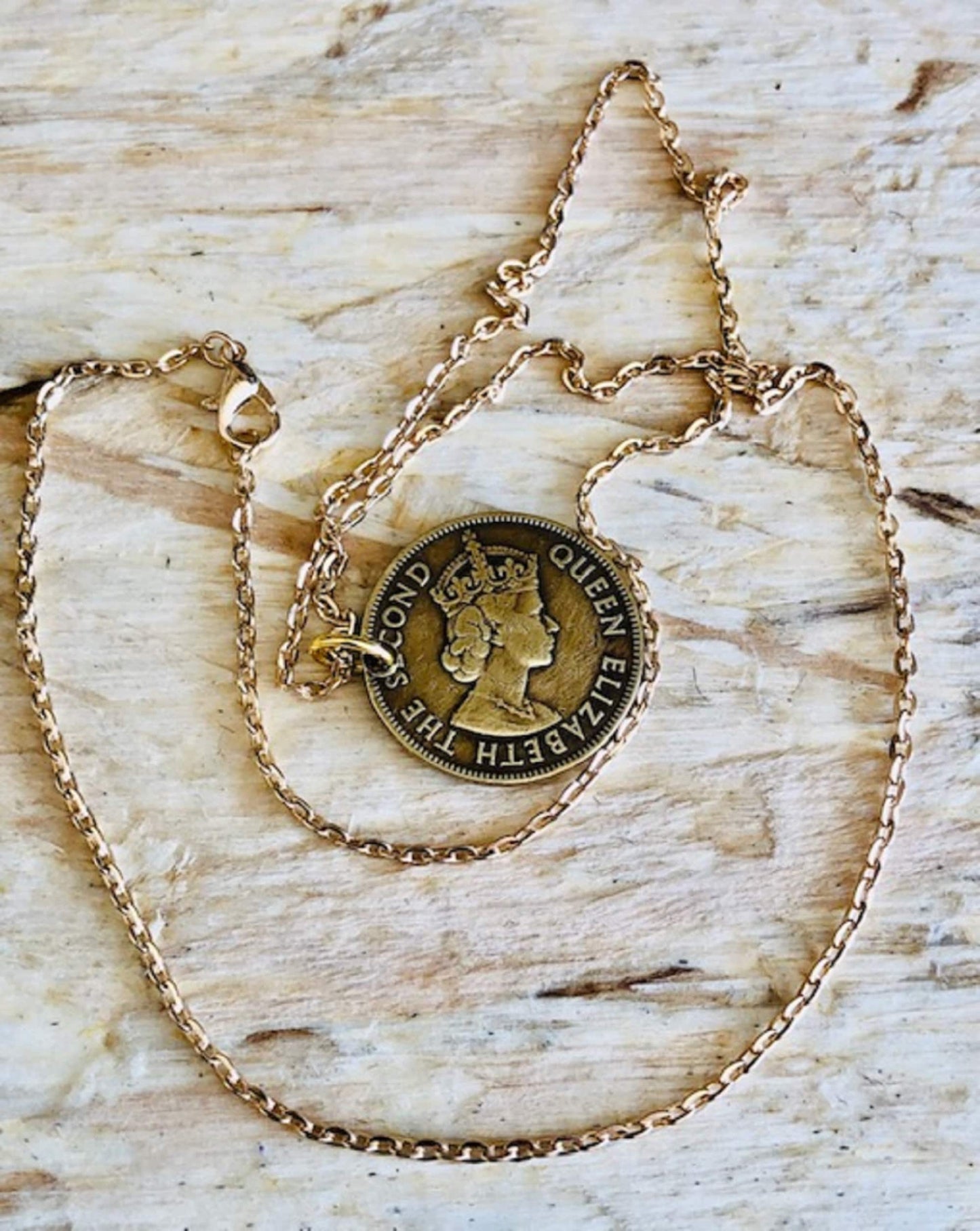 Jamaica Necklace Jamaican One Penny Pendant Personal Old Vintage Handmade Jewelry Gift Friend Charm For Him Her World Coin Collector
