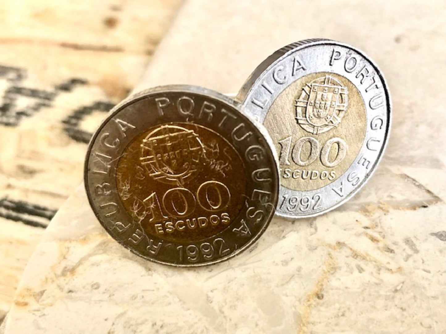 Portugal Coin Cuff Links Portuguese 100 Escudos Personal Cufflinks Handmade Jewelry Gift Friend Charm For Him Her World Coin Collector