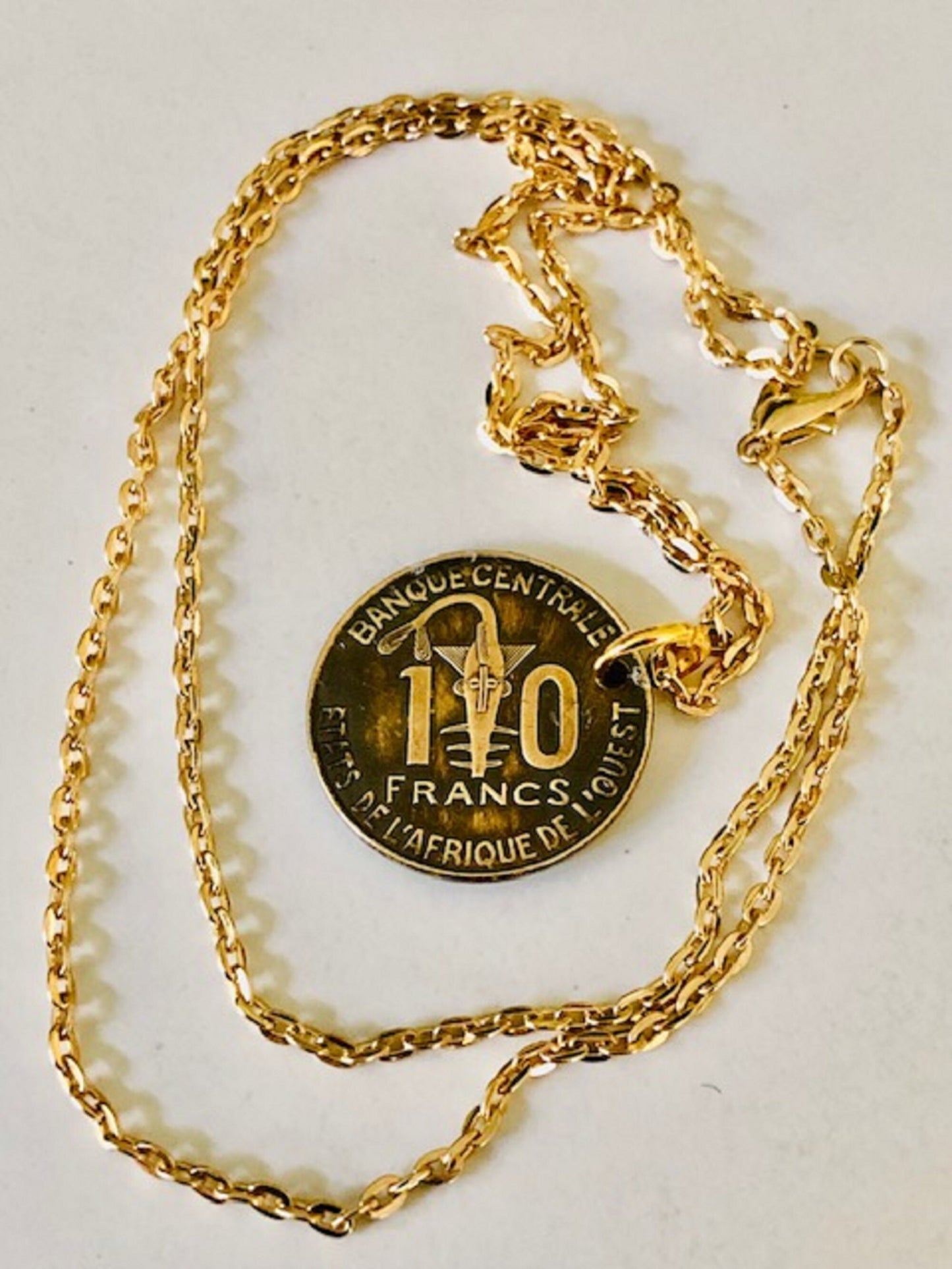 East Africa Coin Necklace 10 Francs African Pendant Jewelry Personal Handmade Jewelry Gift Friend Charm For Him Her World Coin Collector