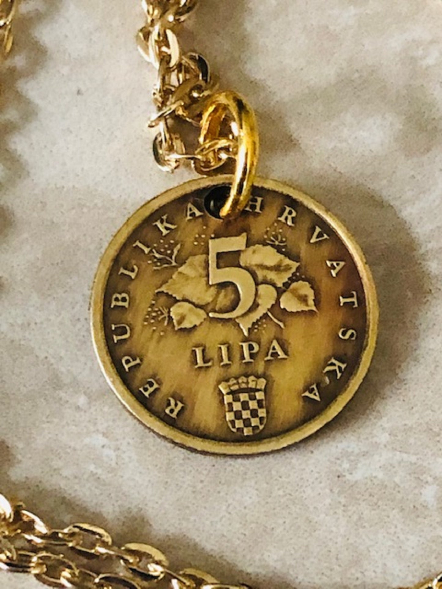 Croatia Coin Necklace Croatian 5 Lipa Coin Pendant Personal Old Vintage Handmade Jewelry Gift Friend Charm For Him Her World Coin Collector