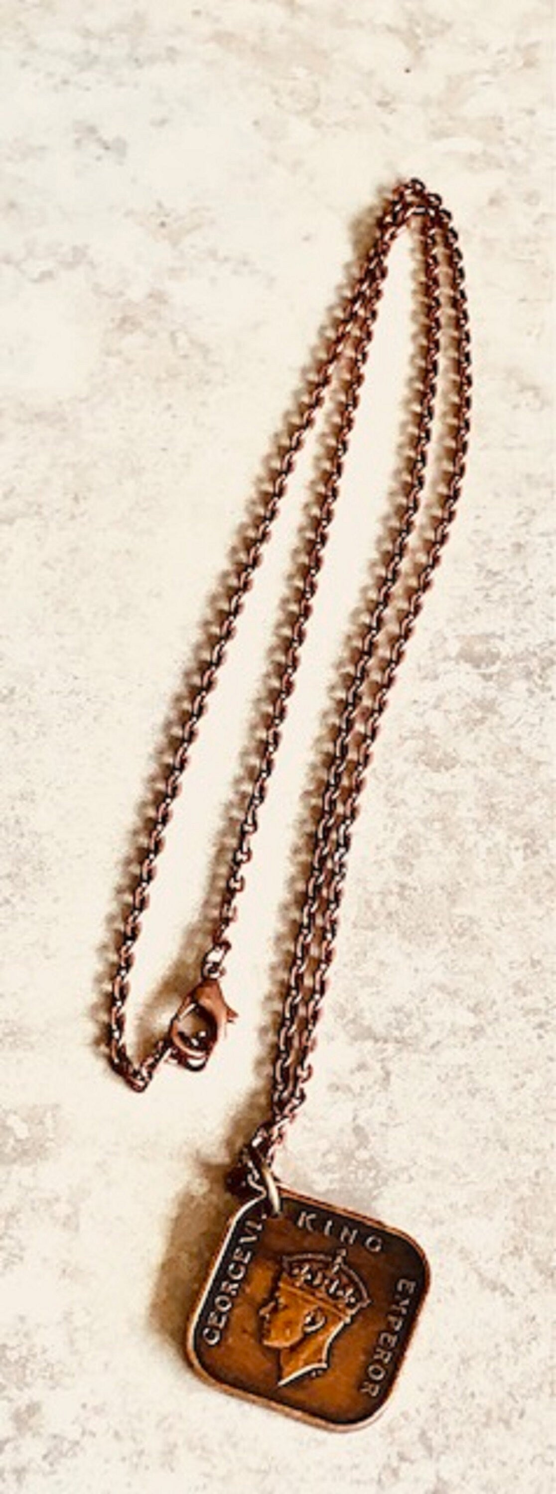 Malaya Coin Necklace 1 Cent Straits Settlements Personal Old Vintage Handmade Jewelry Gift Friend Charm For Him Her World Coin Collector